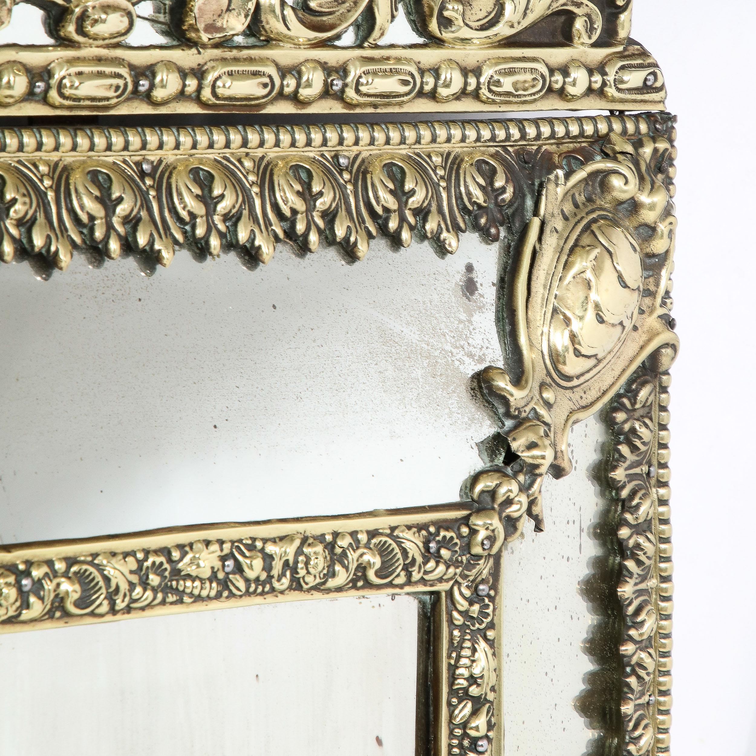 Mid-Century Modernist Hollywood Regency Gilt Reposse Antiqued Mirror 3