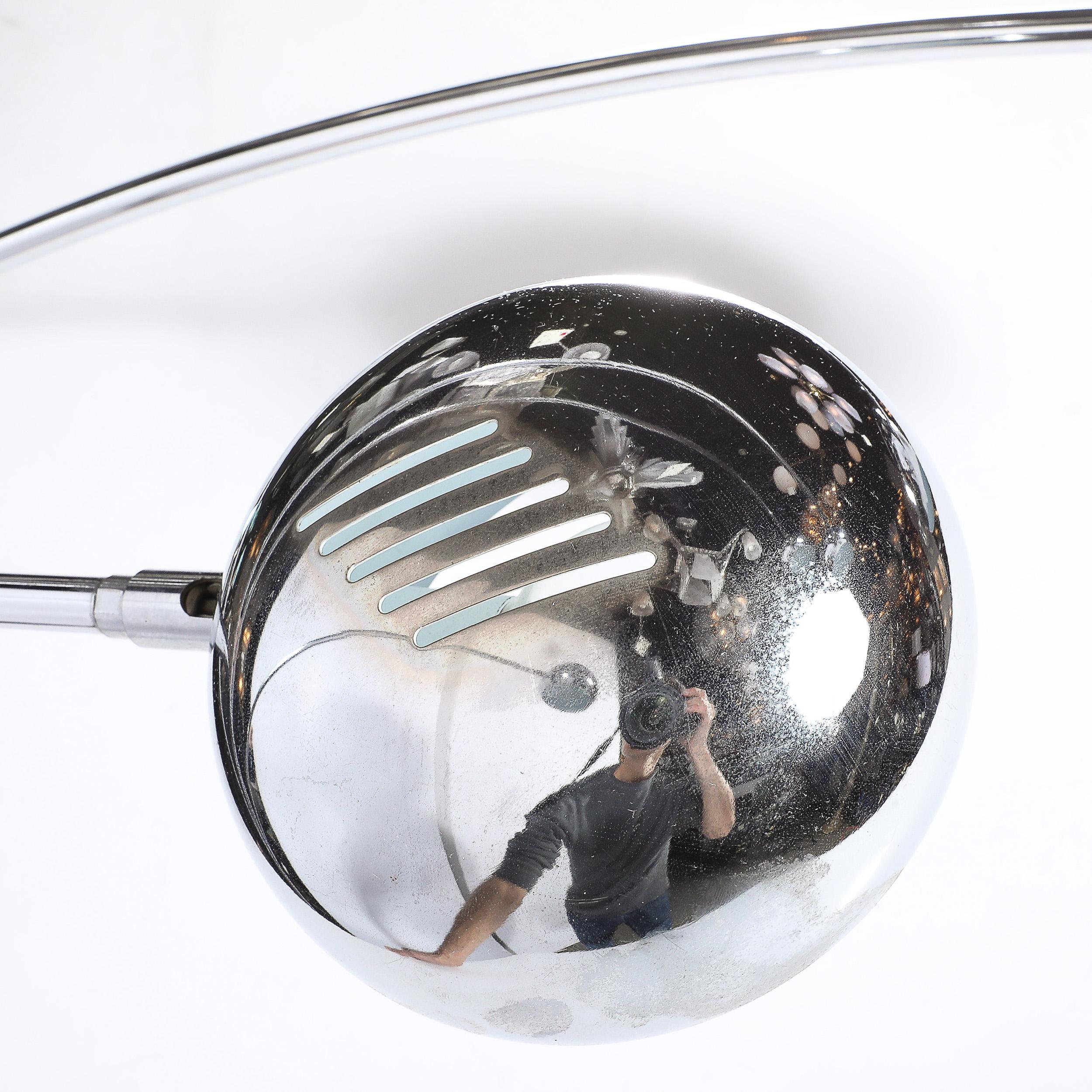 Modernistische Mid-Century-Stehleuchte „Hydra“ mit Gelenk aus Chrom und Marmor im Angebot 4