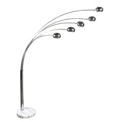 Mid-Century Modernist "Hydra" Articulating Floor Lamp in Chrome and Marble