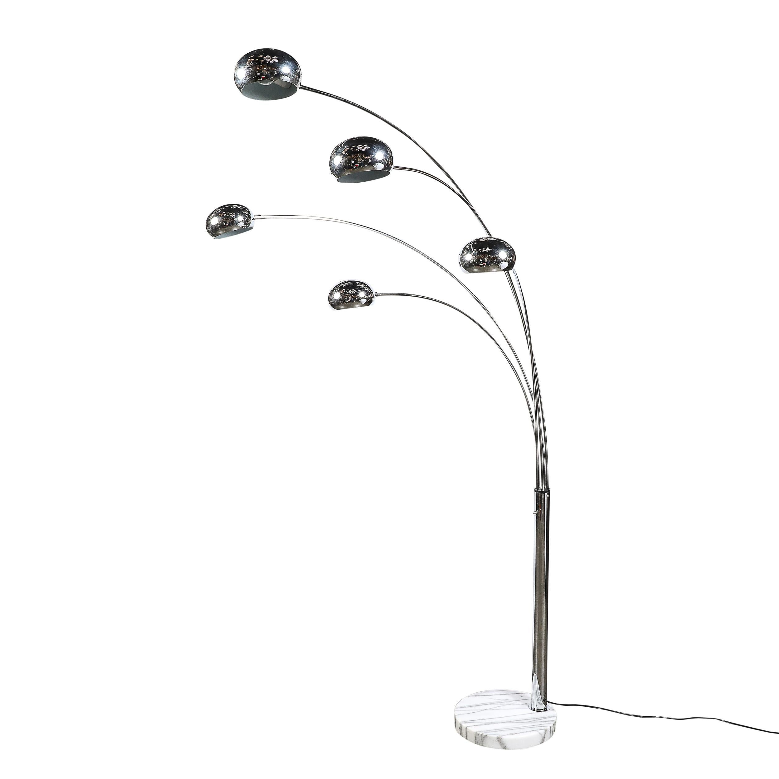 Modernistische Mid-Century-Stehleuchte „Hydra“ mit Gelenk aus Chrom und Marmor (Moderne der Mitte des Jahrhunderts) im Angebot