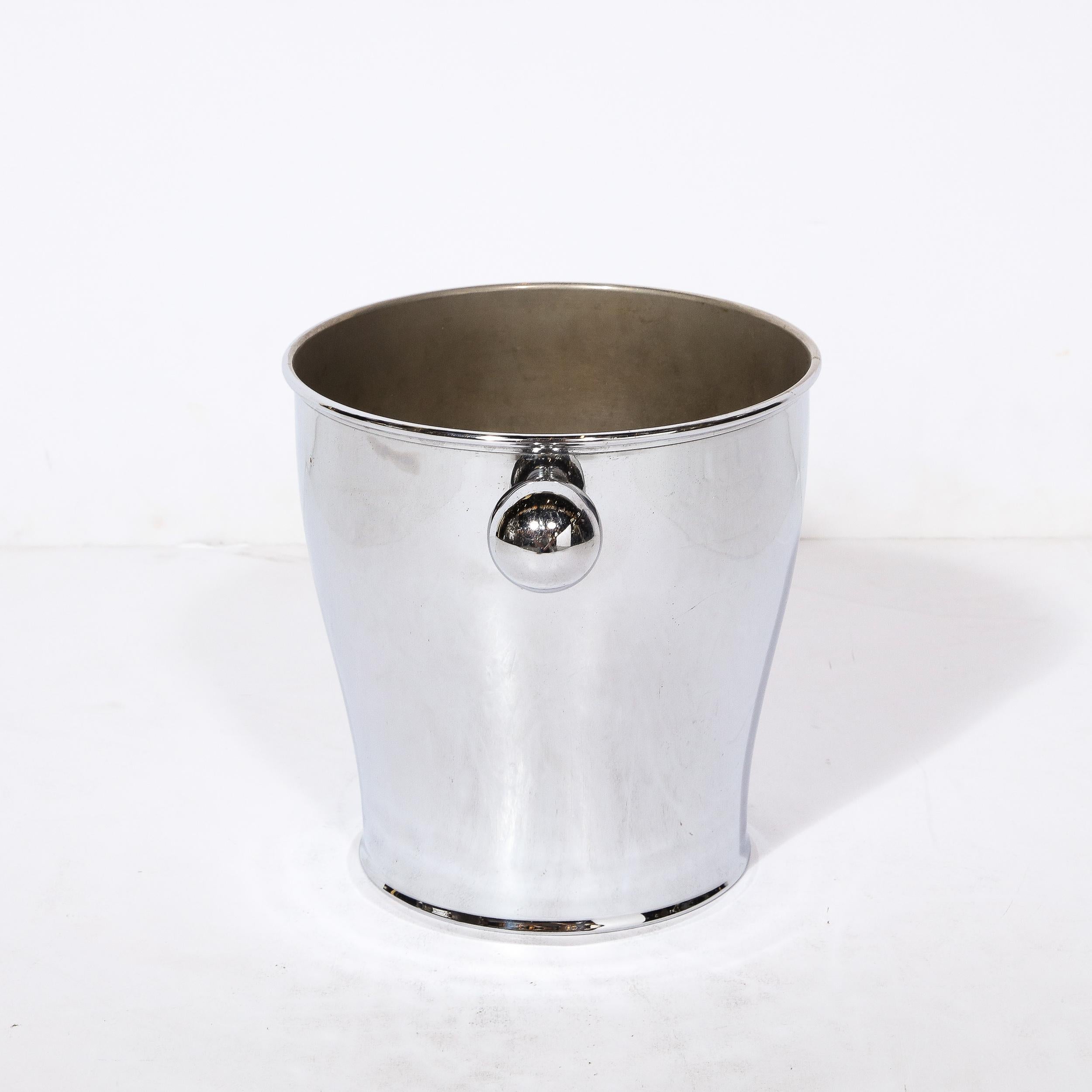 Mid-Century Modernist Ice Bucket in Chrome with Rounded Handles  For Sale 5