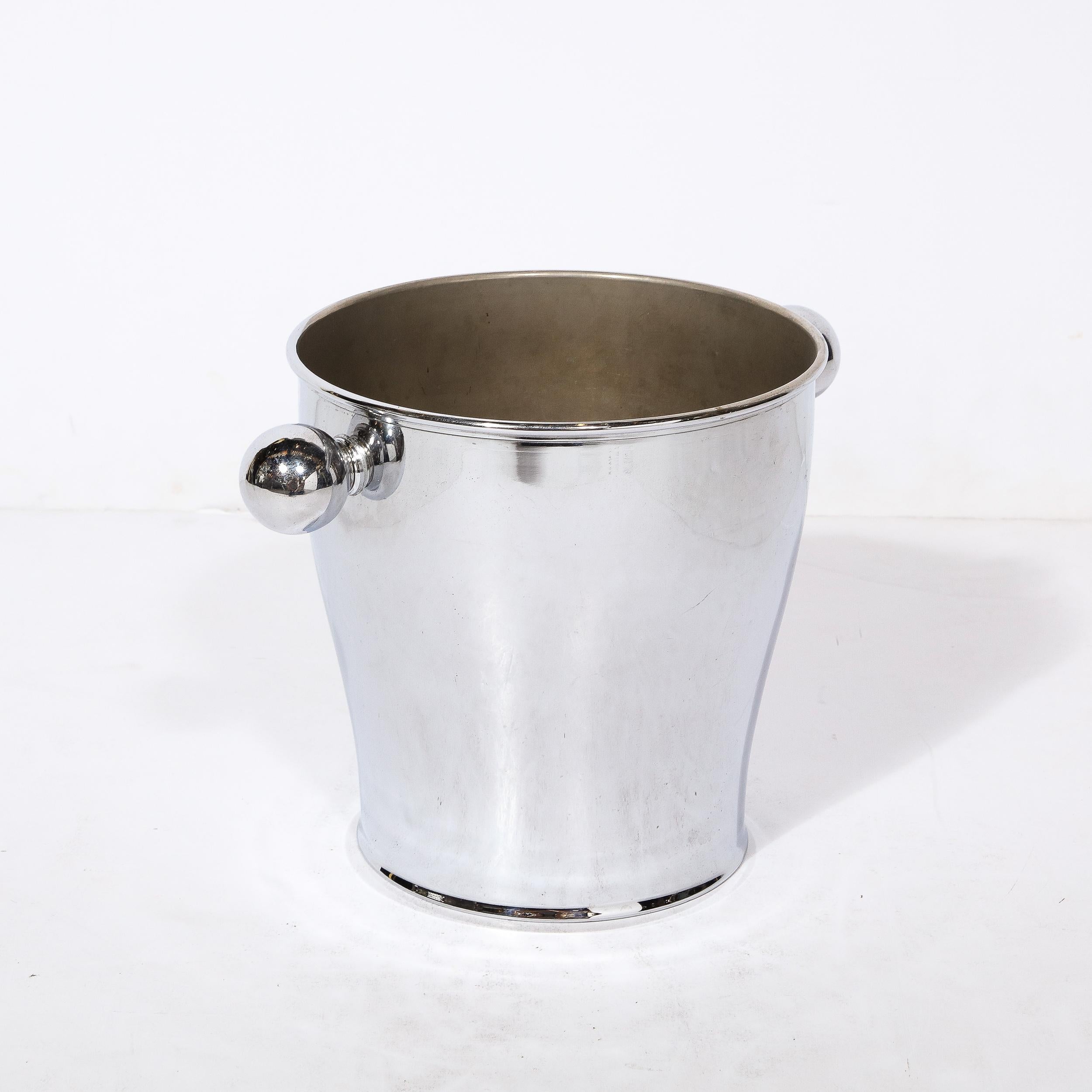 Mid-Century Modernist Ice Bucket in Chrome with Rounded Handles  For Sale 6