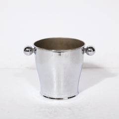 Mid-Century Modernist Ice Bucket in Chrome with Rounded Handles
