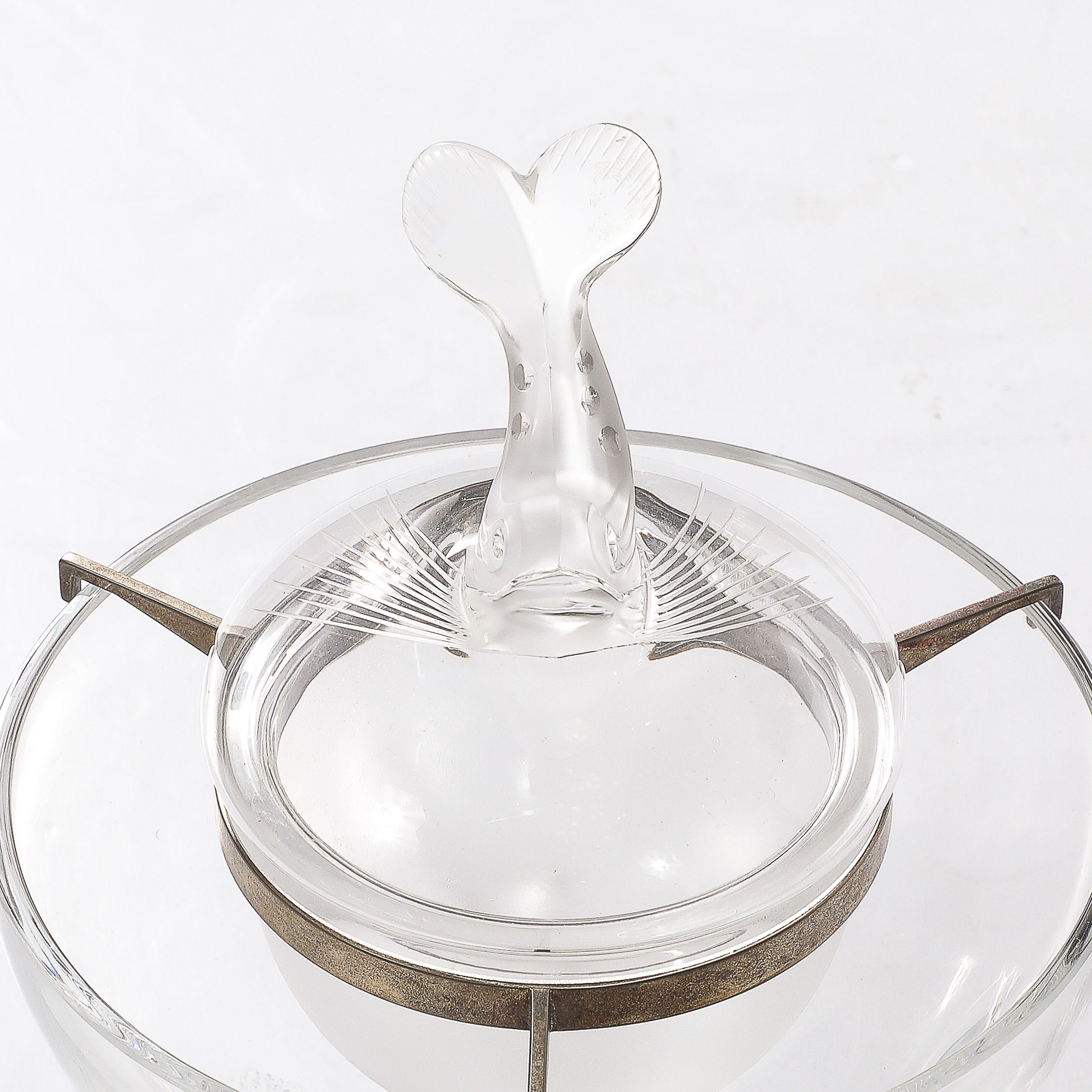 Mid-Century Modernist 'Igor' Pattern Crystal Caviar Serving Bowl signed Lalique For Sale 5