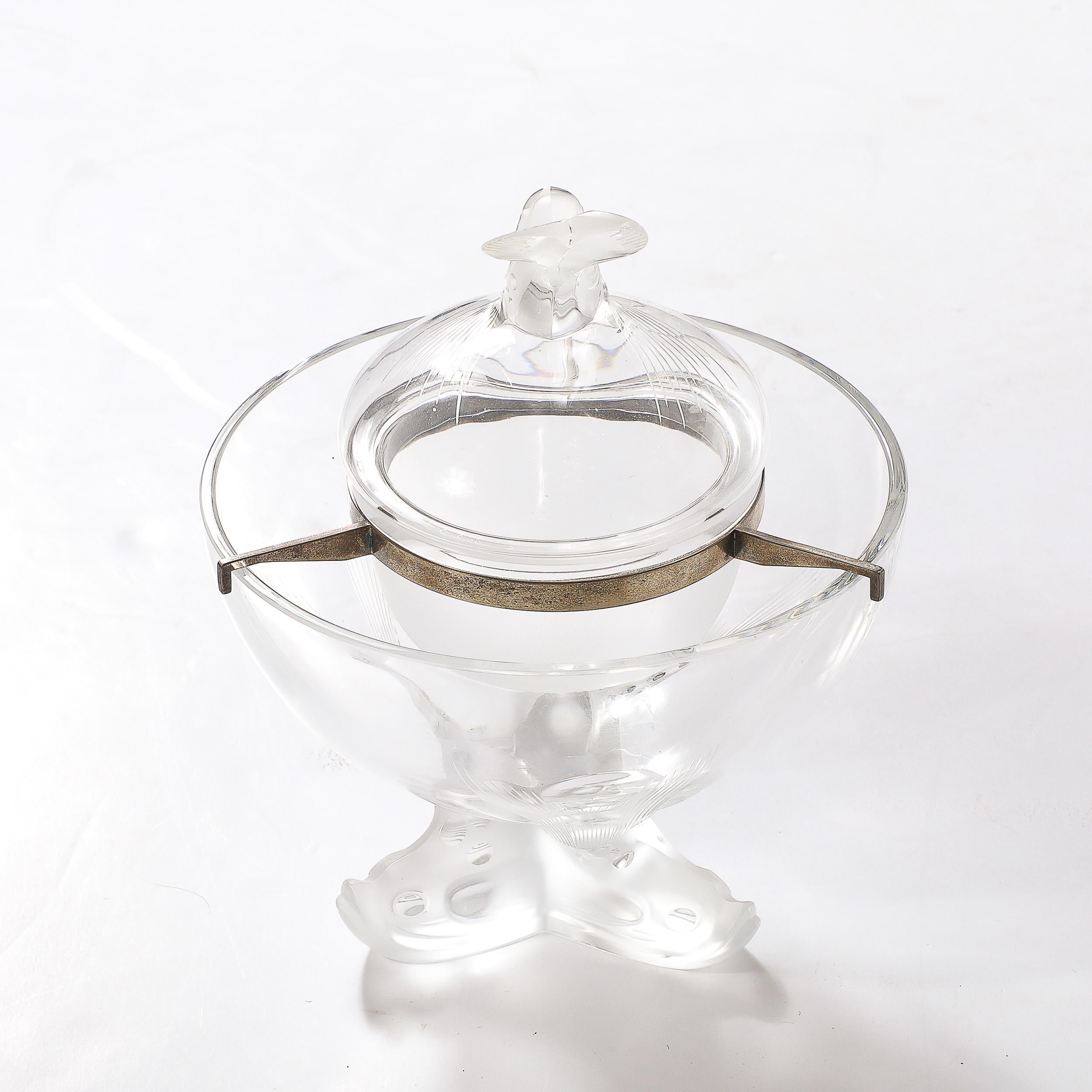 Mid-Century Modernist 'Igor' Pattern Crystal Caviar Serving Bowl signed Lalique For Sale 6