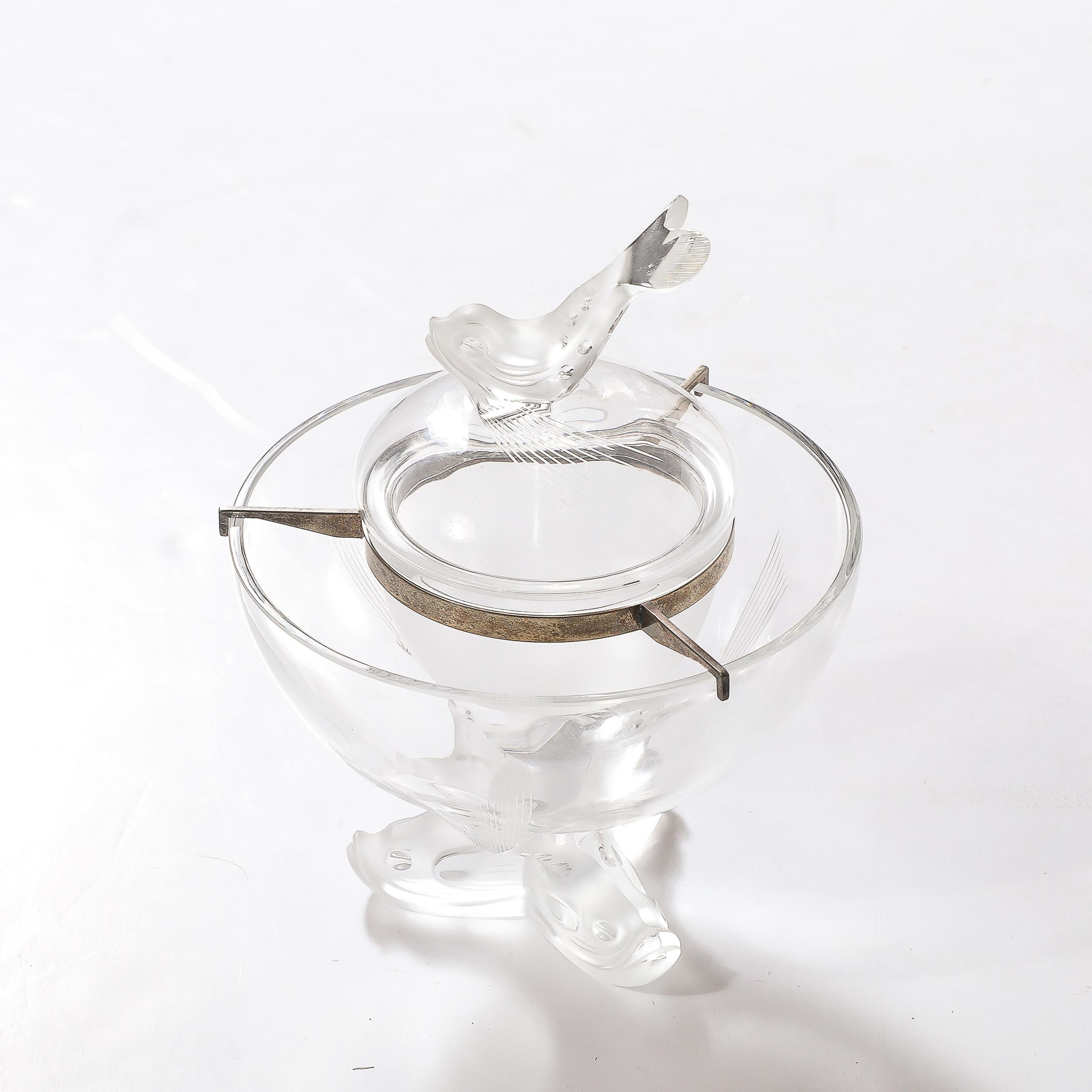 Mid-Century Modernist 'Igor' Pattern Crystal Caviar Serving Bowl signed Lalique For Sale 7