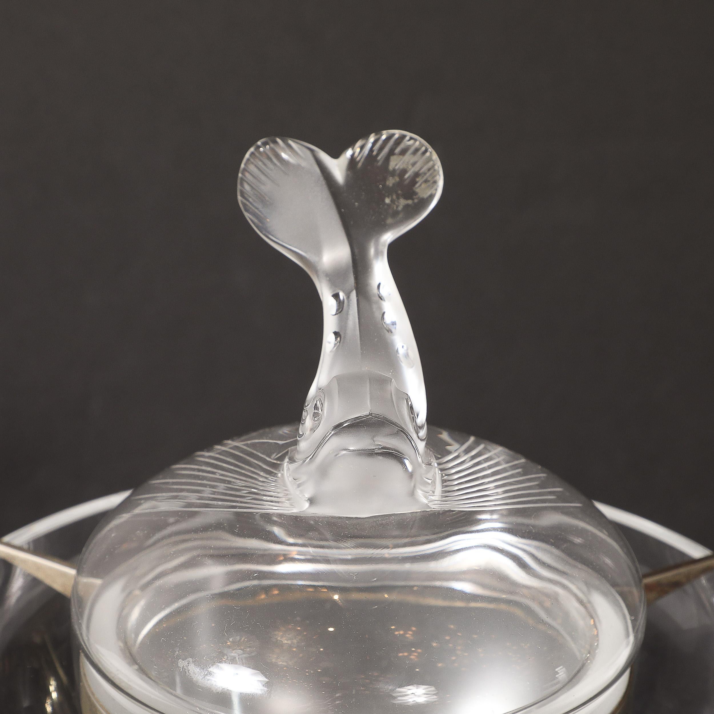 Mid-Century Modernist 'Igor' Pattern Crystal Caviar Serving Bowl signed Lalique For Sale 10