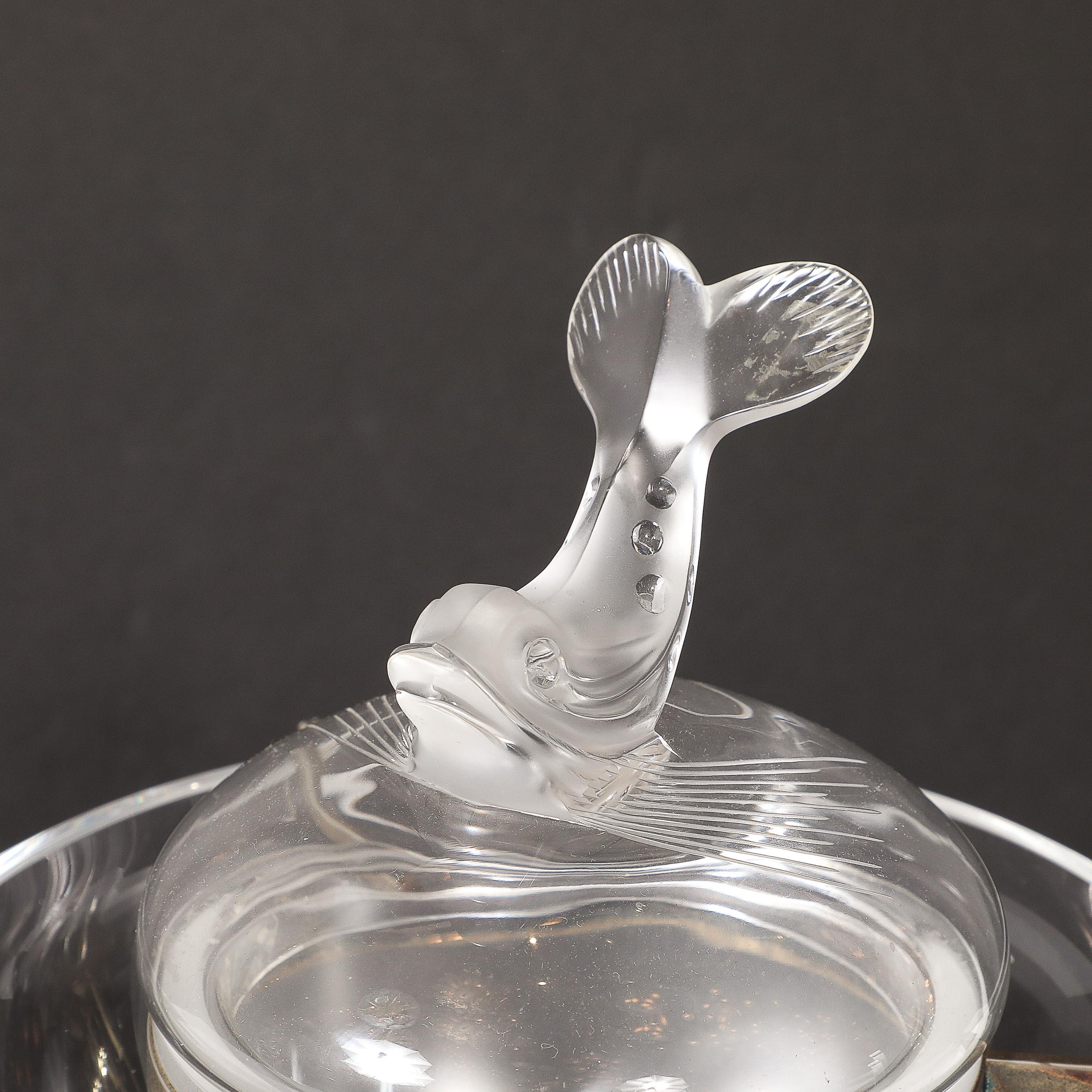 Mid-Century Modernist 'Igor' Pattern Crystal Caviar Serving Bowl signed Lalique For Sale 11