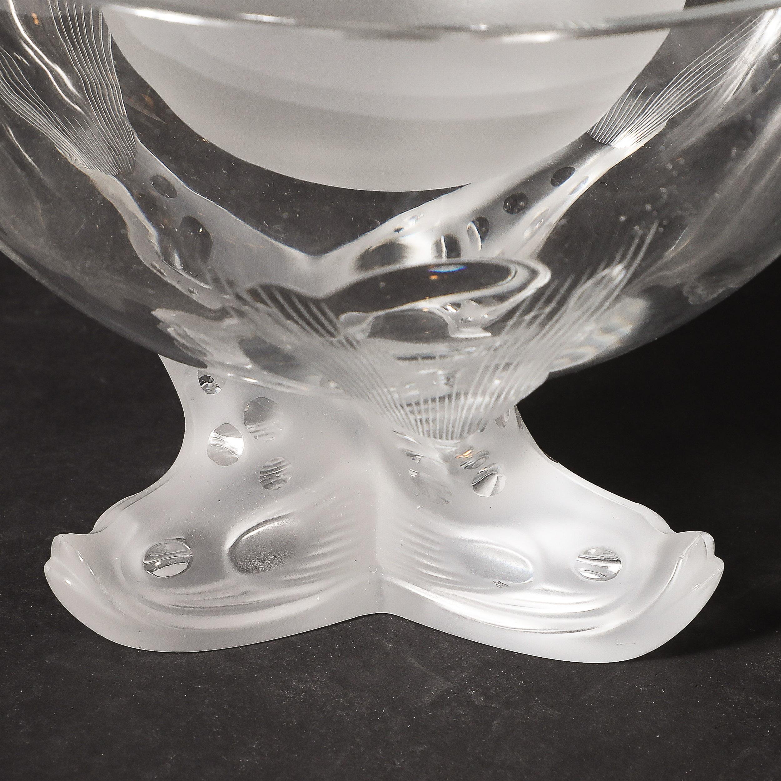 Mid-Century Modernist 'Igor' Pattern Crystal Caviar Serving Bowl signed Lalique For Sale 13