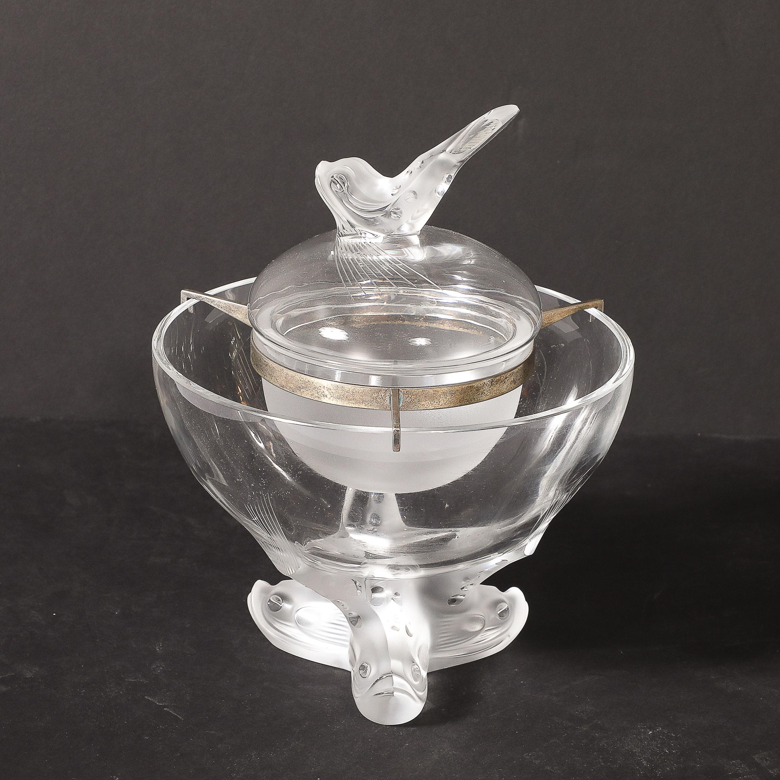 Mid-Century Modernist 'Igor' Pattern Crystal Caviar Serving Bowl signed Lalique For Sale 14