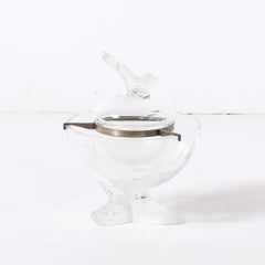 Mid-Century Modernist 'Igor' Pattern Crystal Caviar Serving Bowl signed Lalique