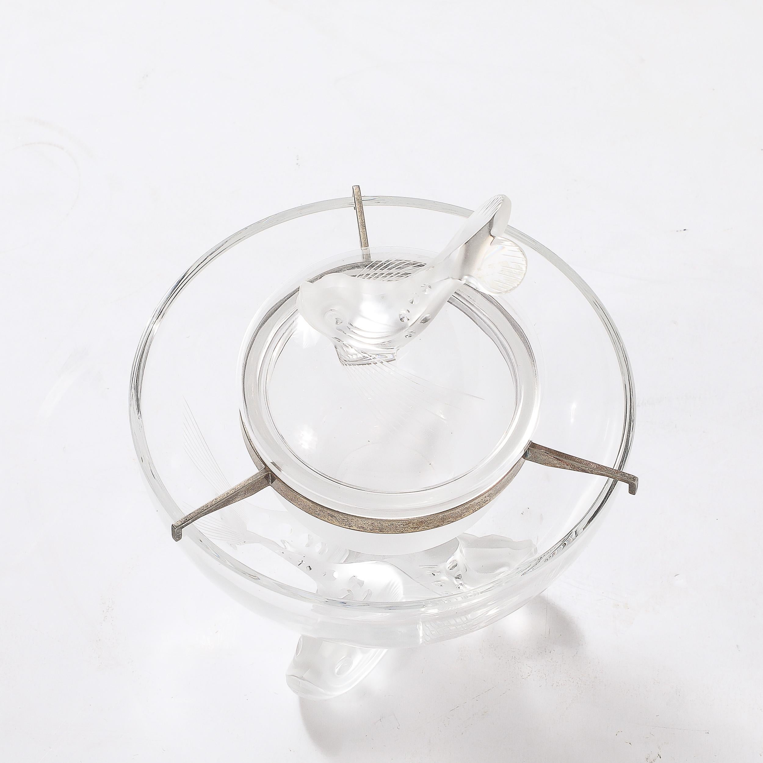 Mid-Century Modernist 'Igor' Pattern Crystal Caviar Serving Bowl signed Lalique In Excellent Condition For Sale In New York, NY