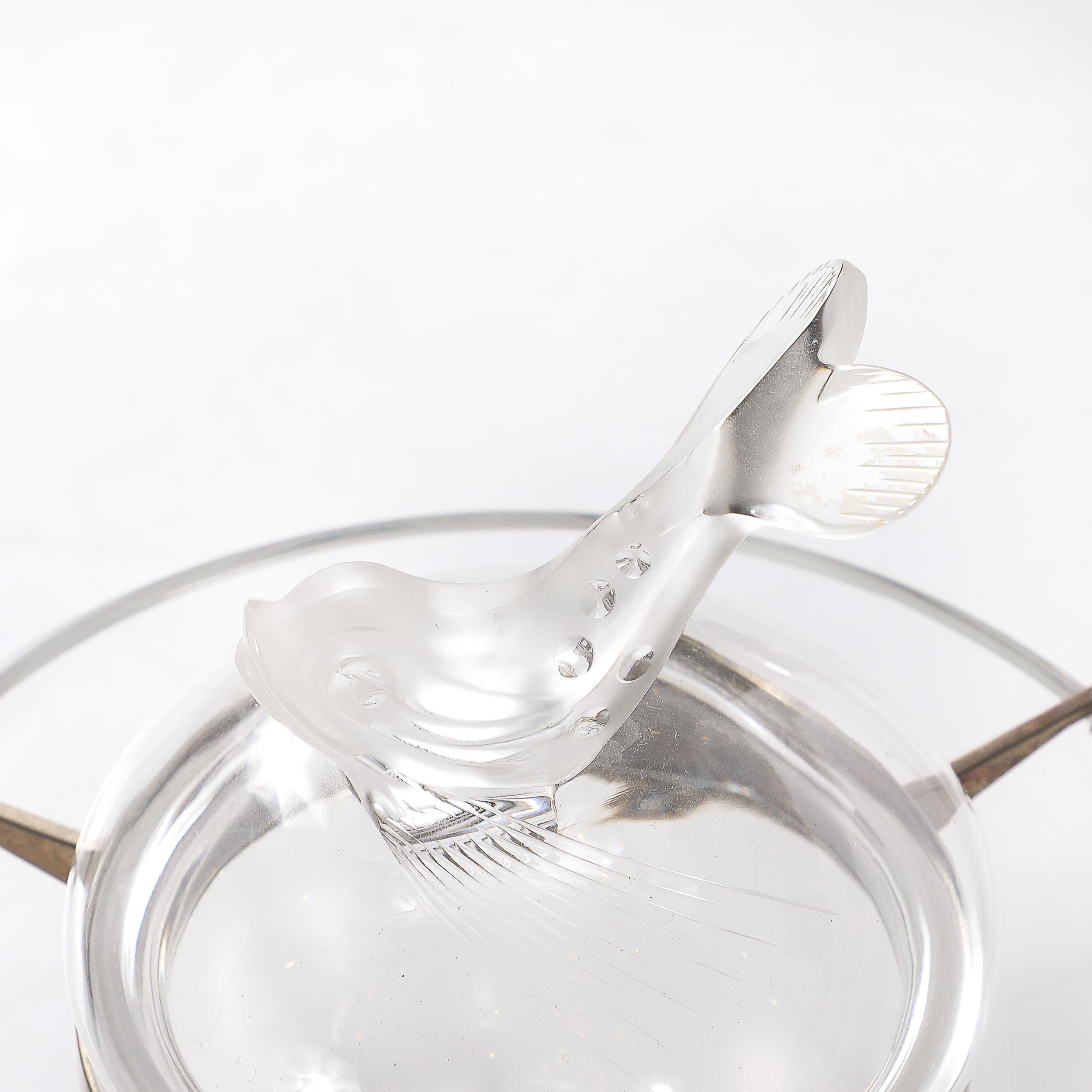 Late 20th Century Mid-Century Modernist 'Igor' Pattern Crystal Caviar Serving Bowl signed Lalique For Sale