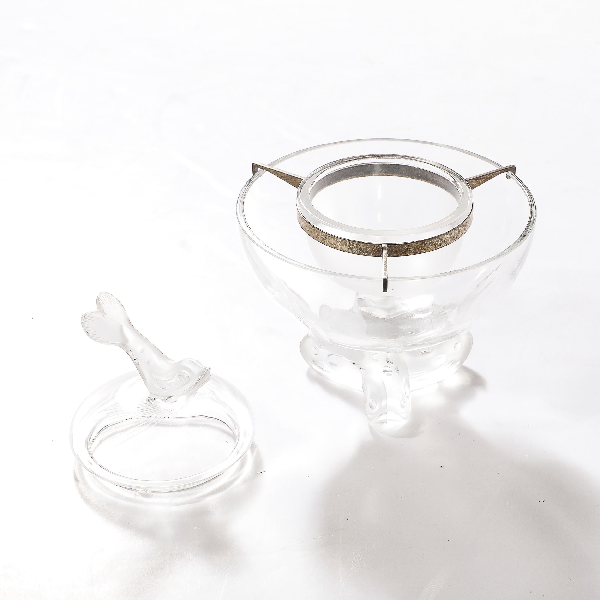 Mid-Century Modernist 'Igor' Pattern Crystal Caviar Serving Bowl signed Lalique For Sale 1