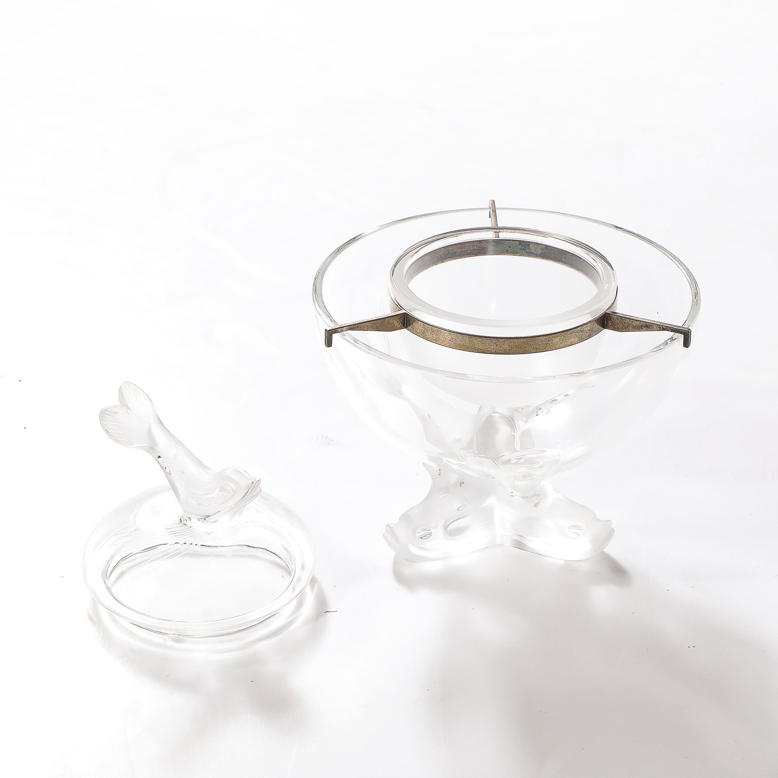 Mid-Century Modernist 'Igor' Pattern Crystal Caviar Serving Bowl signed Lalique For Sale 2