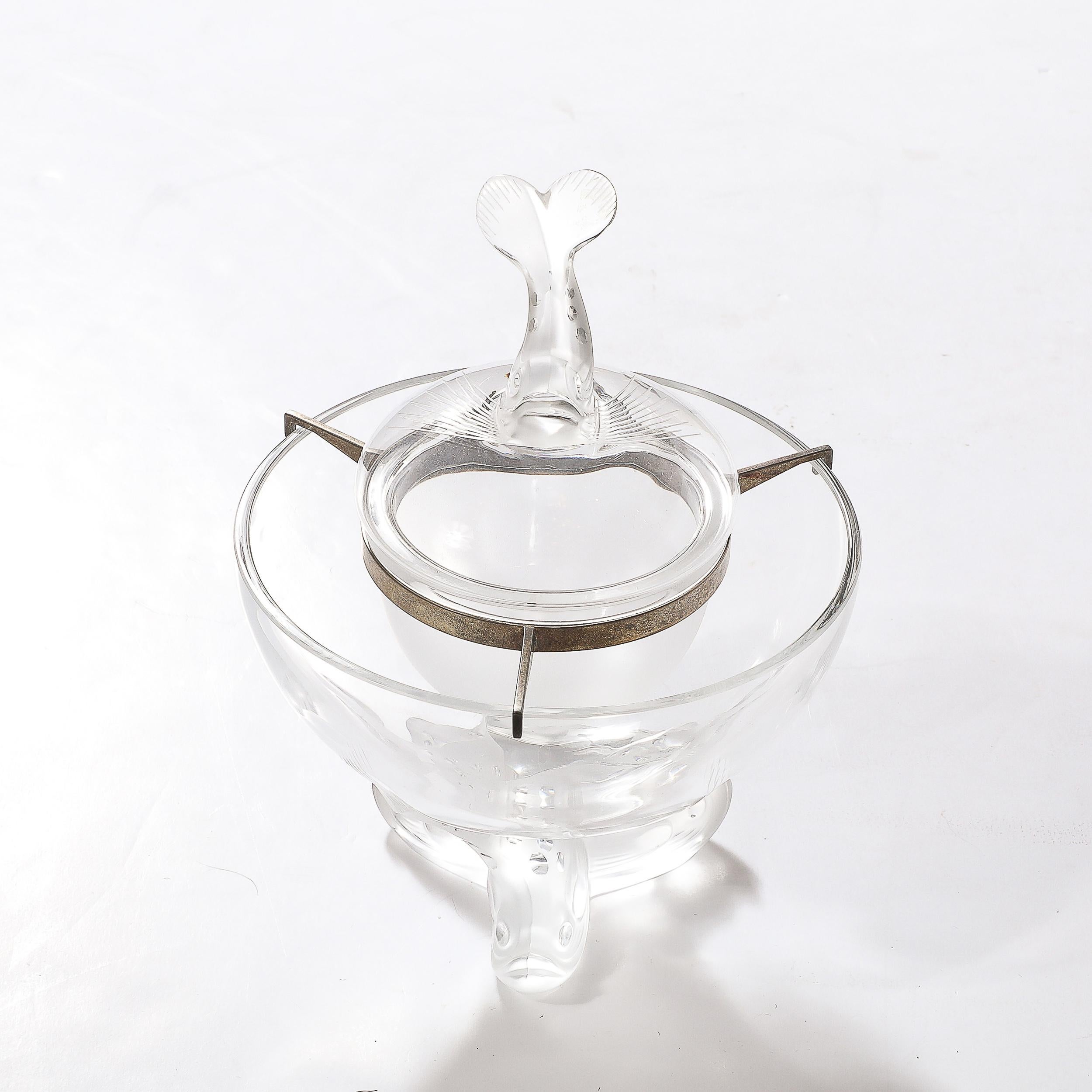 Mid-Century Modernist 'Igor' Pattern Crystal Caviar Serving Bowl signed Lalique For Sale 4