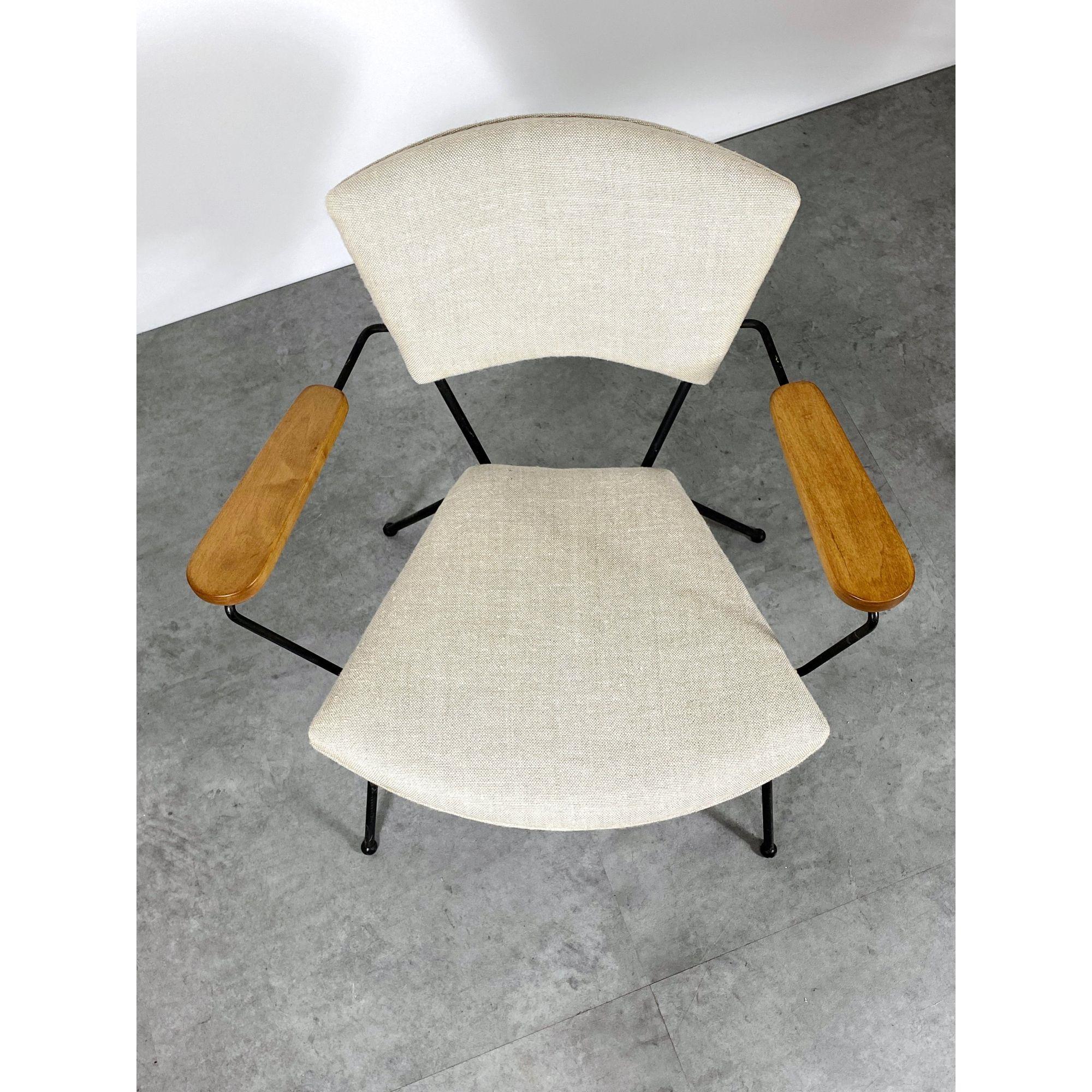 20th Century Mid Century Modernist Iron Lounge Chair In the Style of Joseph Cicchelli c 1950s