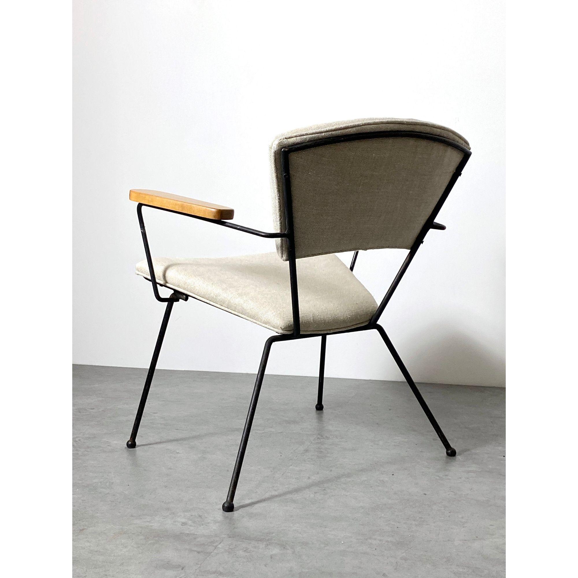 Mid Century Modernist Iron Lounge Chair In the Style of Joseph Cicchelli c 1950s 1