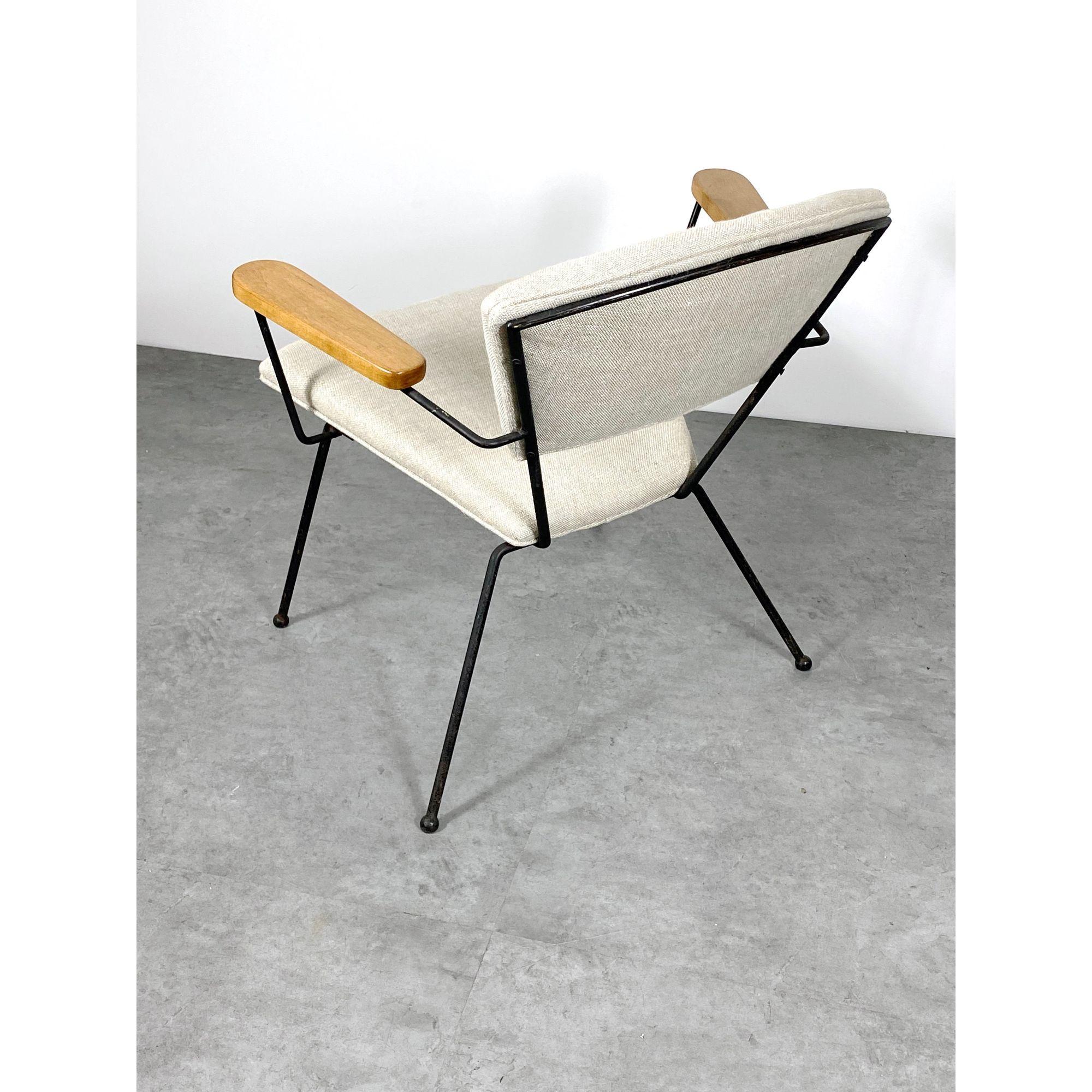 Mid Century Modernist Iron Lounge Chair In the Style of Joseph Cicchelli c 1950s 3