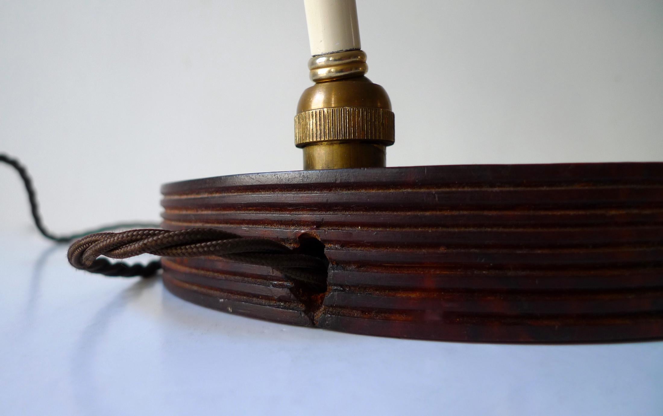 Mid-Century Modernist Italian Brass & Burl Table Lamp, 1950s 8