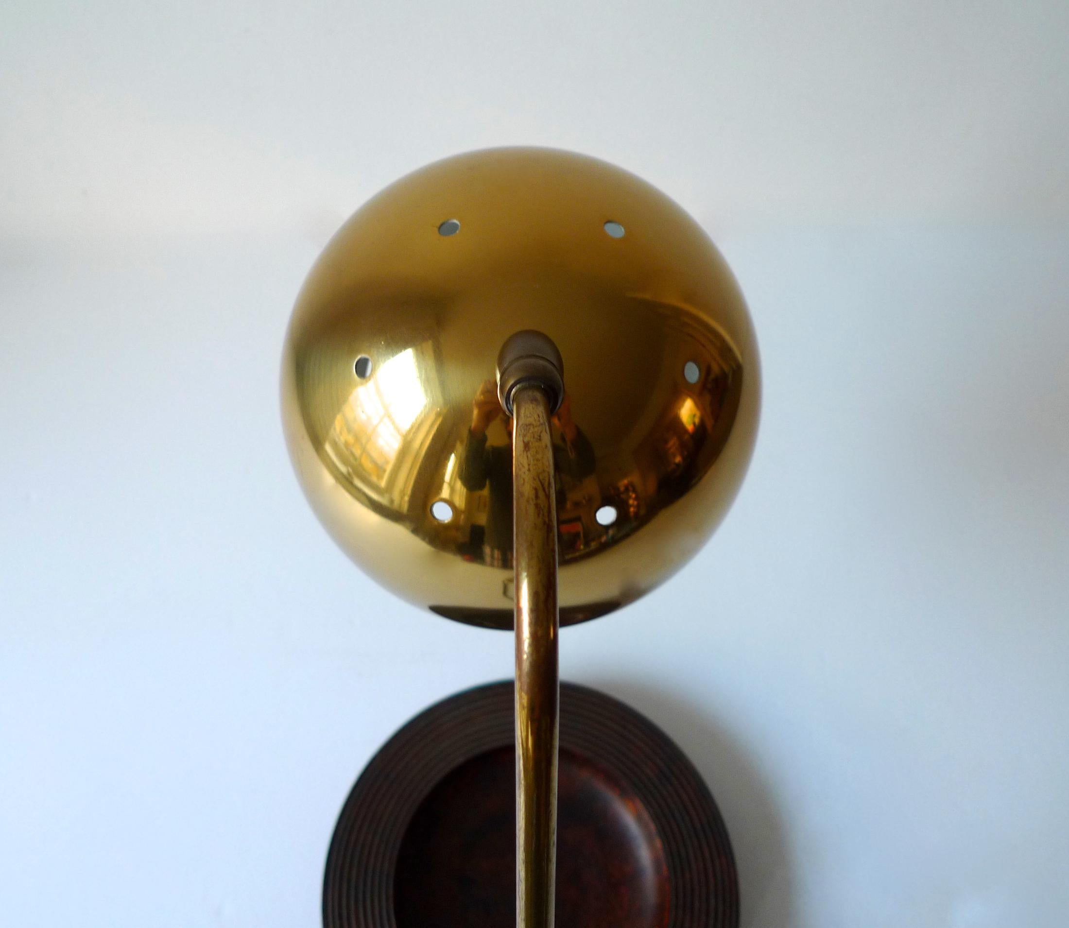 Mid-Century Modernist Italian Brass & Burl Table Lamp, 1950s 10
