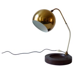Mid-Century Modernist Italian Brass & Burl Table Lamp, 1950s