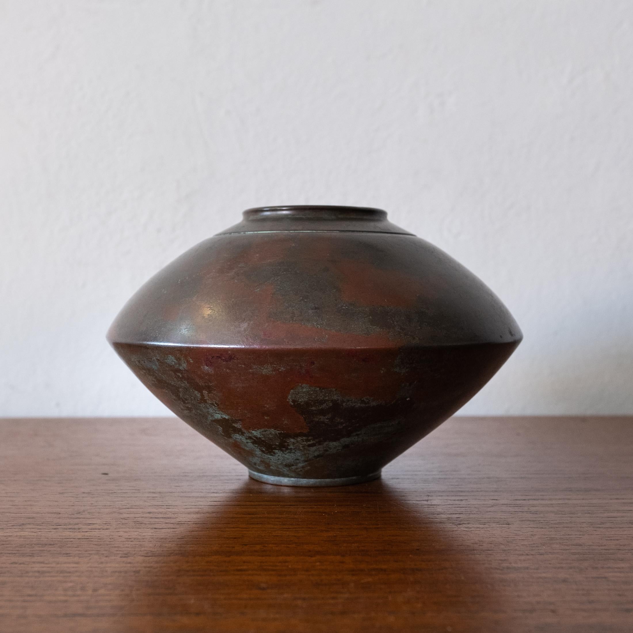 Mid-Century Modern Mid Century Modernist Japanese Bronze Vase Signed