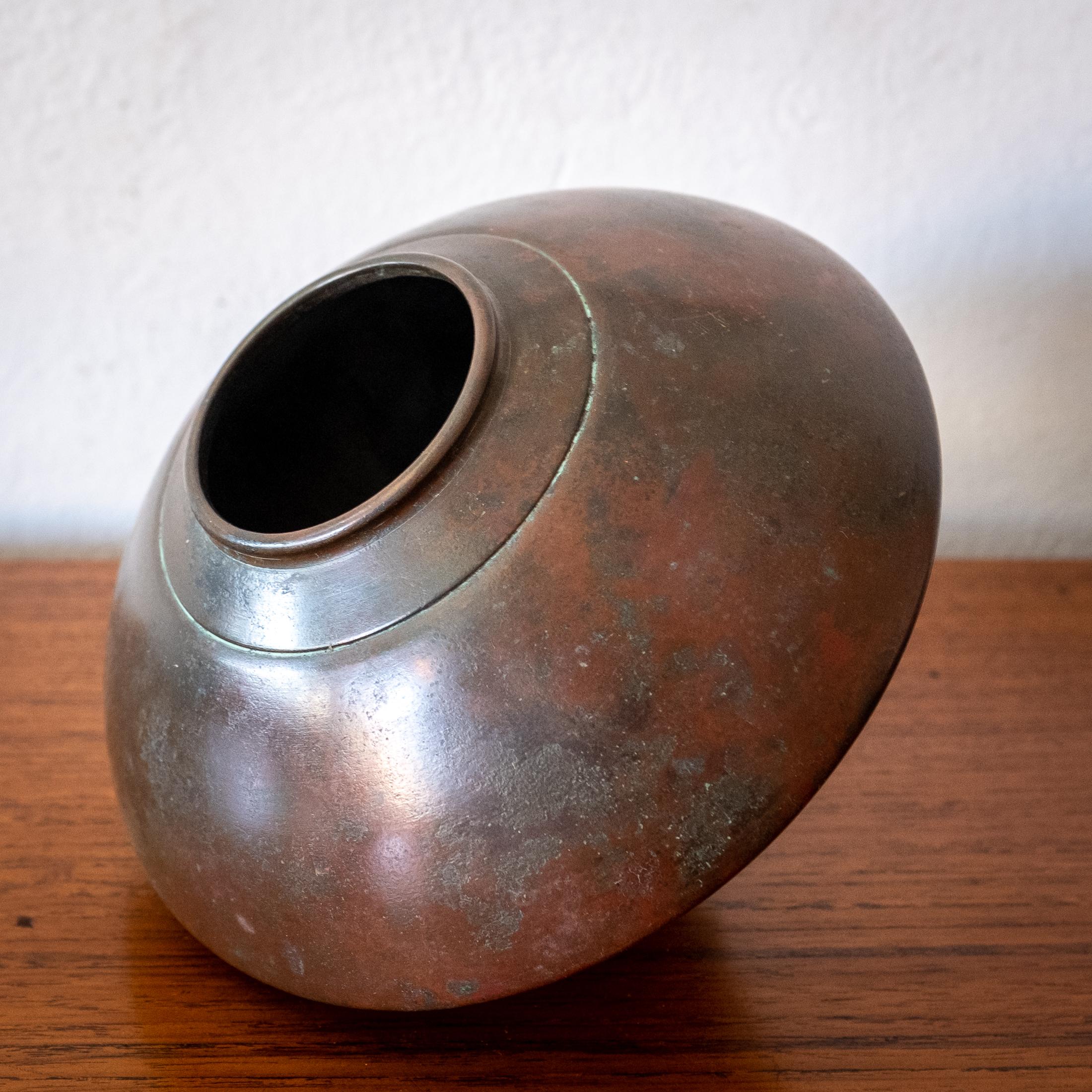 Mid-20th Century Mid Century Modernist Japanese Bronze Vase Signed