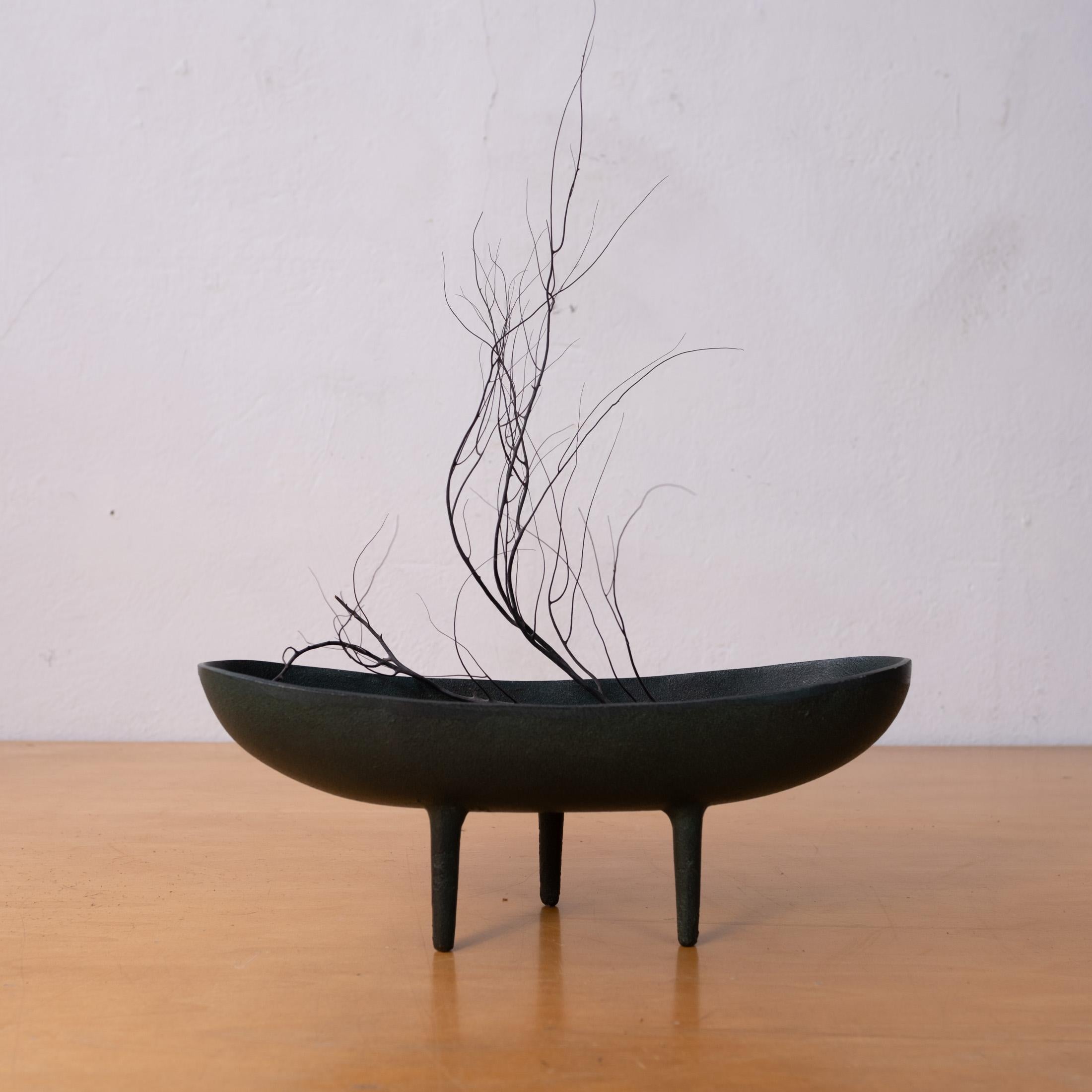 Mid-Century Modernist iron Ikebana tripod planter from Japan. 1960s