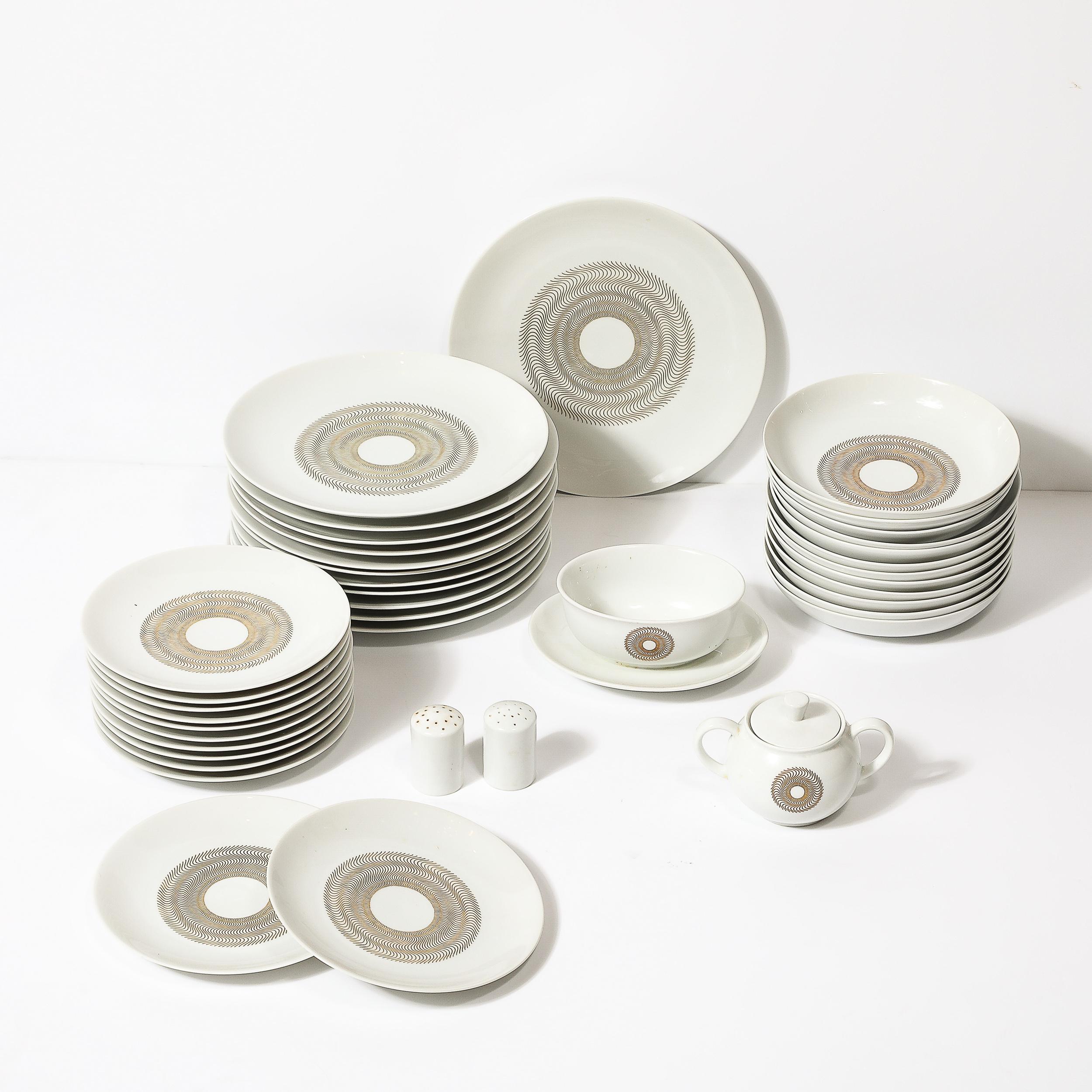 German Mid-Century Modernist Jean Luce Jlu1 Pattern Porcelain Service for 12