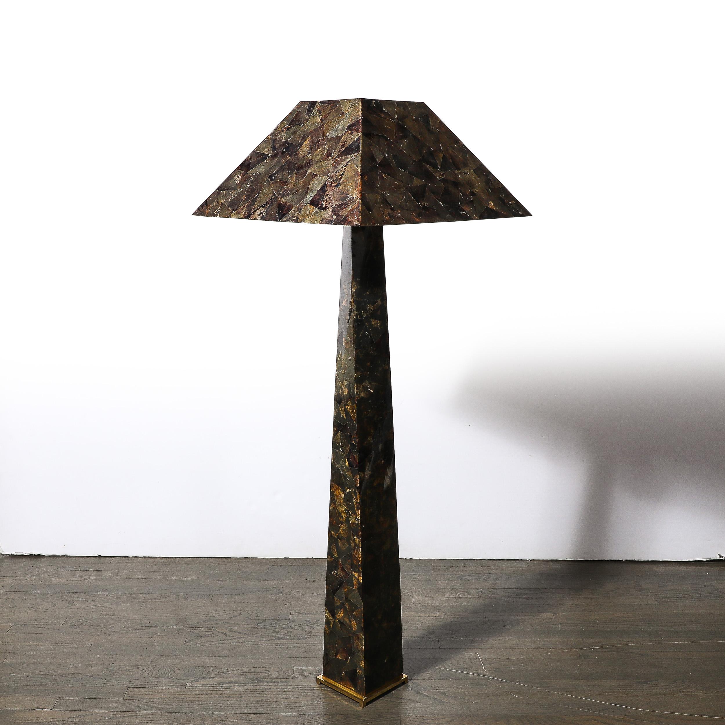 Mid-Century Modernist J.M.F. Floor Lamp in Tessellated Penshell by Karl Springer For Sale 7