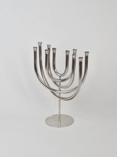 Chandelier cinétique moderniste du milieu du siècle, plaqué argent, à 10 lumières, Berndorf, années 1960