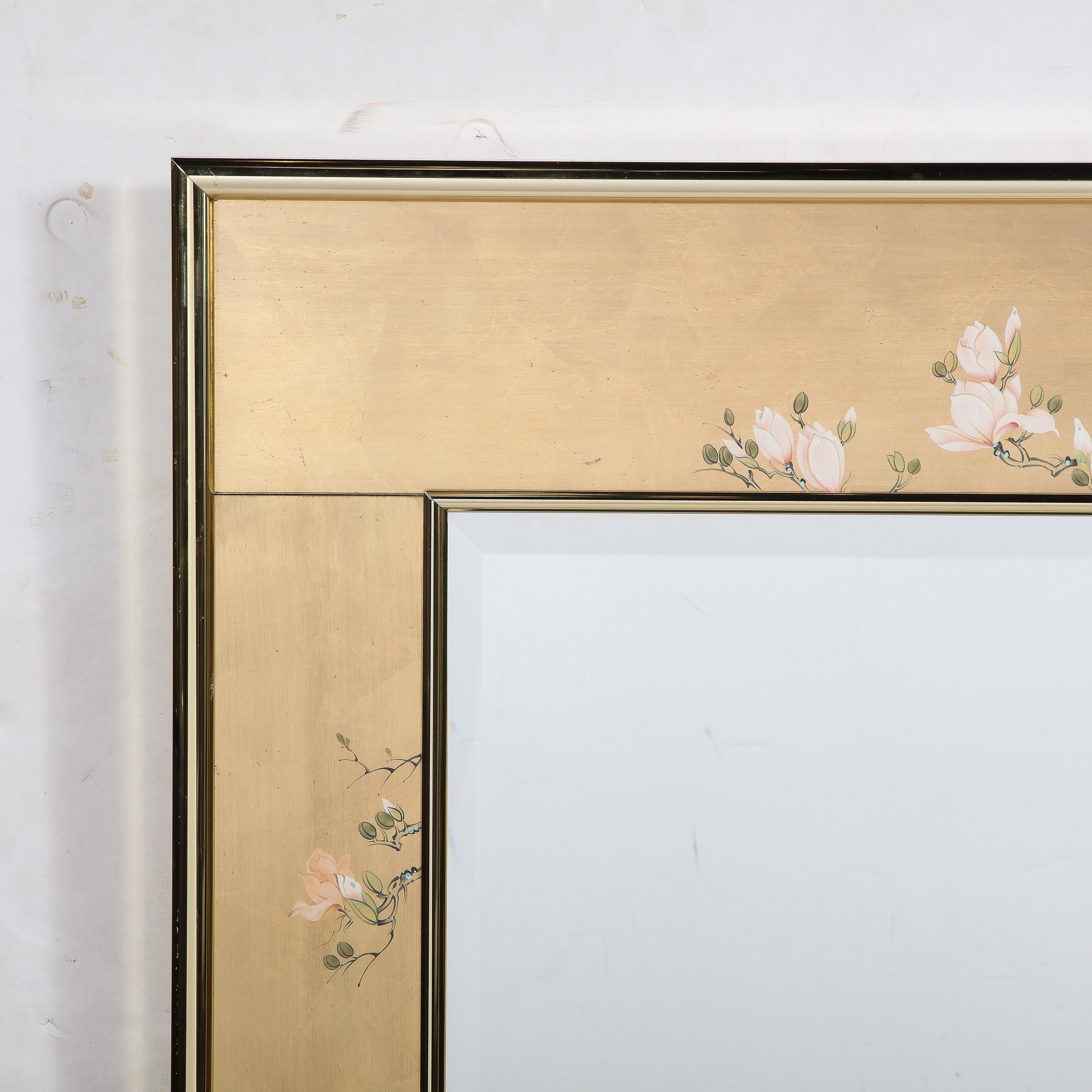 Mid-Century Modernist Labarge Gilt Eglomise & Brass Mirror signed J. Jacobusse For Sale 1
