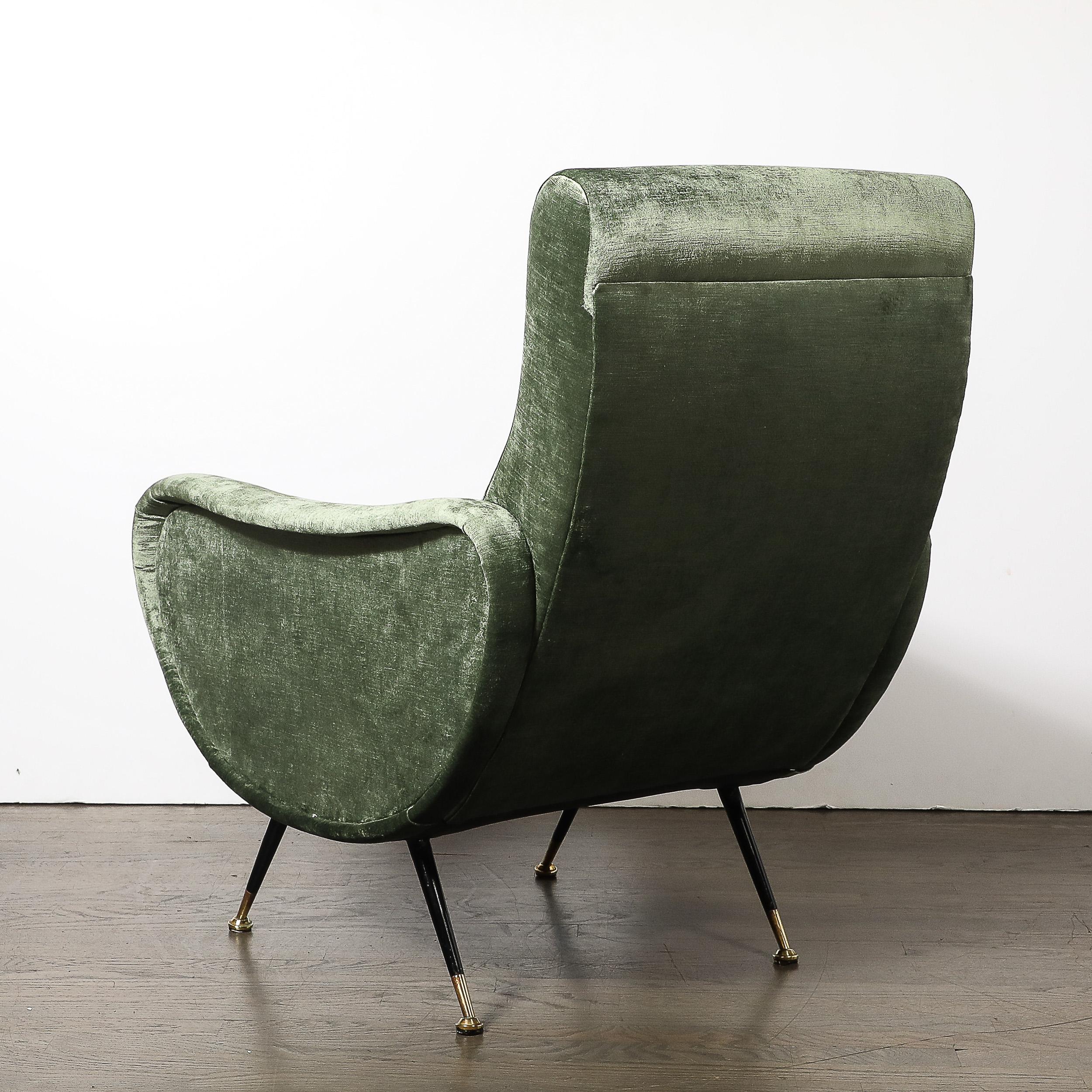 Sillones modernistas de mediados de siglo en terciopelo de eucalipto de Marco Zanuso en venta 3