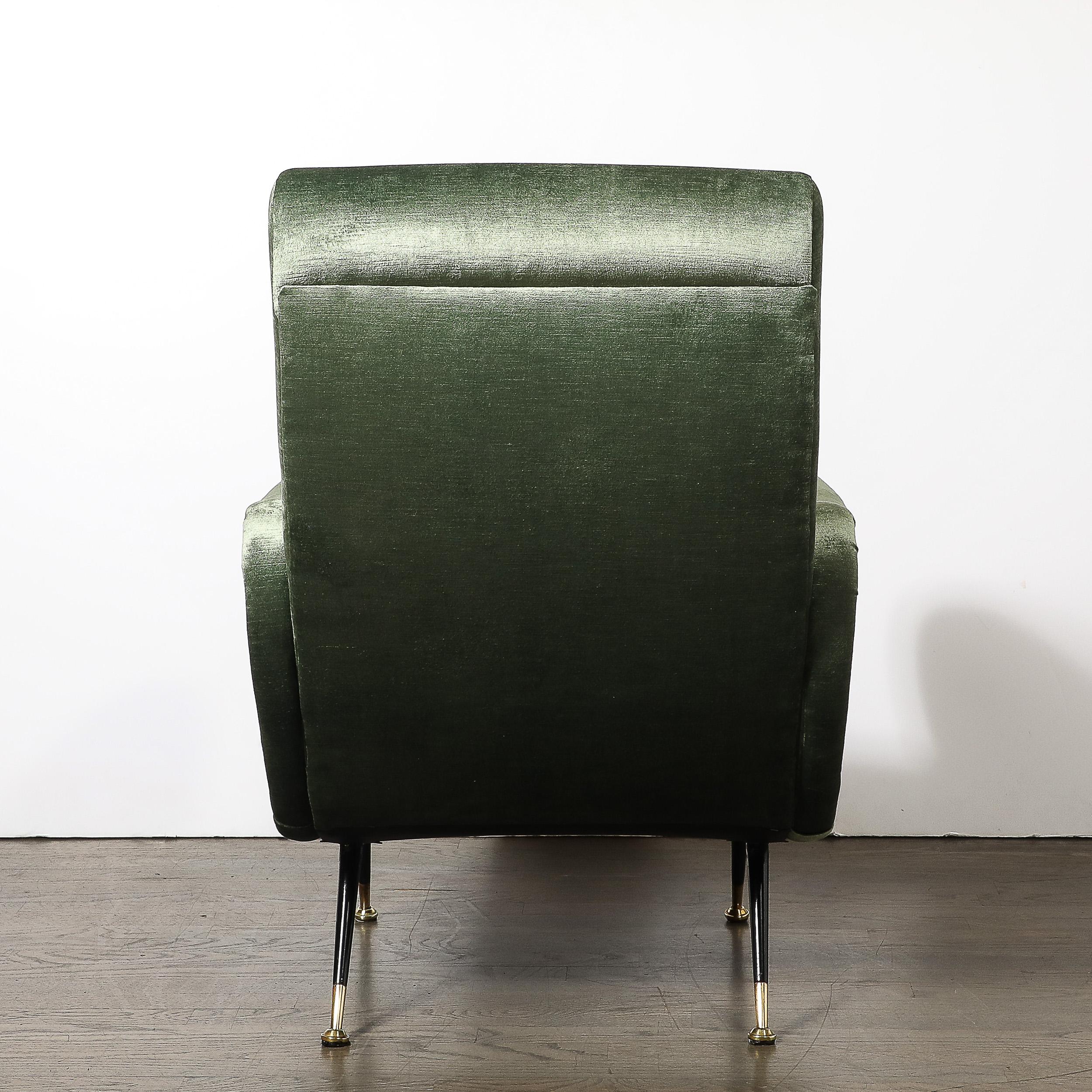 Sillones modernistas de mediados de siglo en terciopelo de eucalipto de Marco Zanuso en venta 4