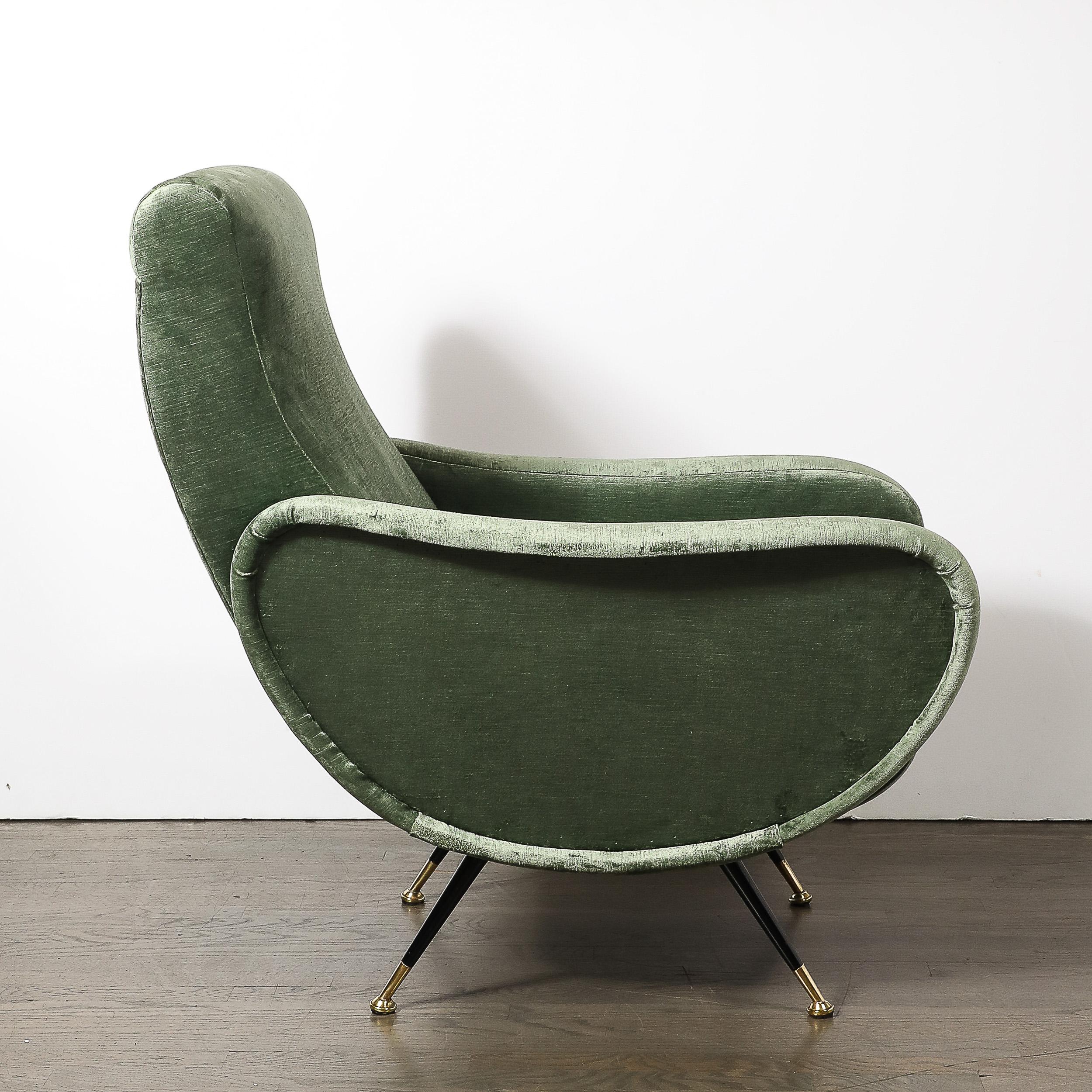 Sillones modernistas de mediados de siglo en terciopelo de eucalipto de Marco Zanuso en venta 5