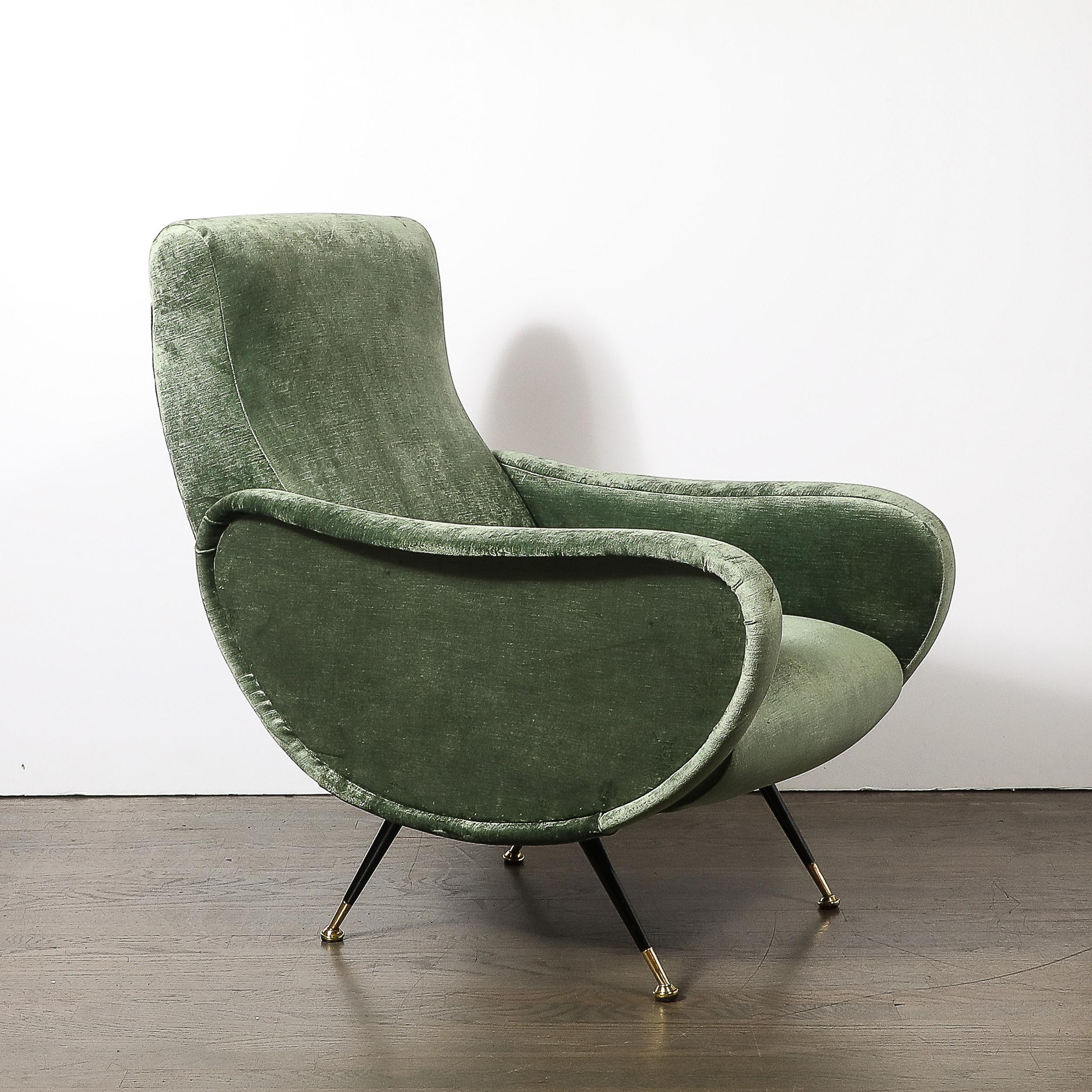 Sillones modernistas de mediados de siglo en terciopelo de eucalipto de Marco Zanuso en venta 6