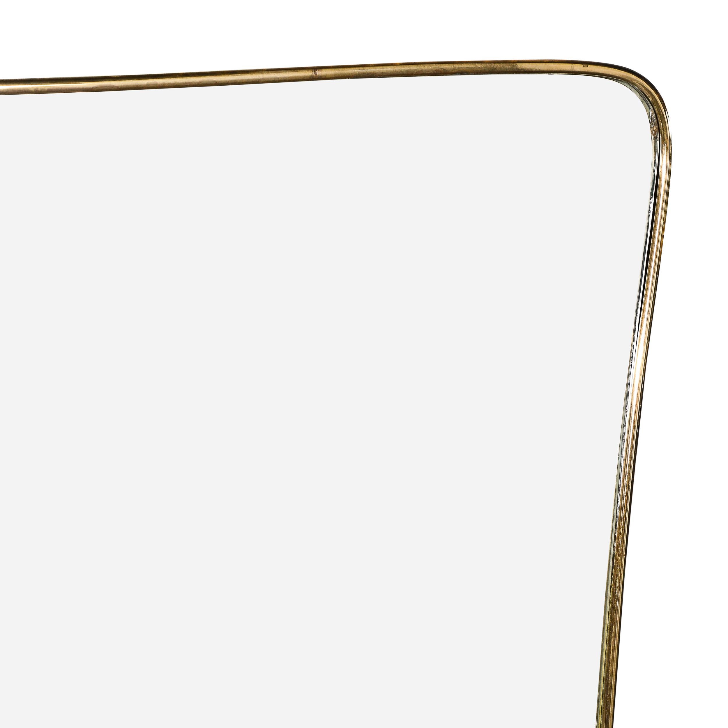 Mid-20th Century Mid-Century Modernist Large Tapered Brass Wrapped Mirror