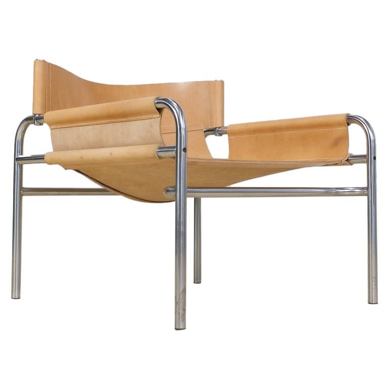 Mid-Century Modernist Lounge Chairs in Saddle Leather by Walter Antonis, 1974 For Sale