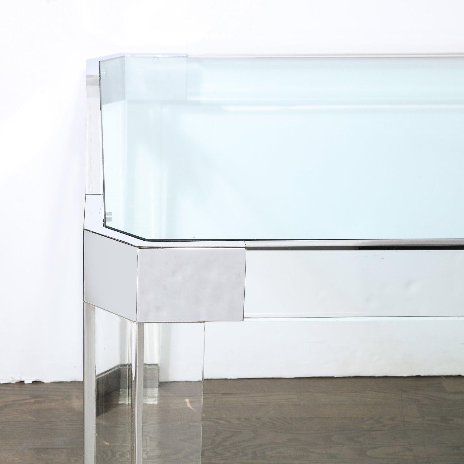 American Mid-Century Modernist Lucite and Chrome Dining Table by Charles Hollis Jones For Sale