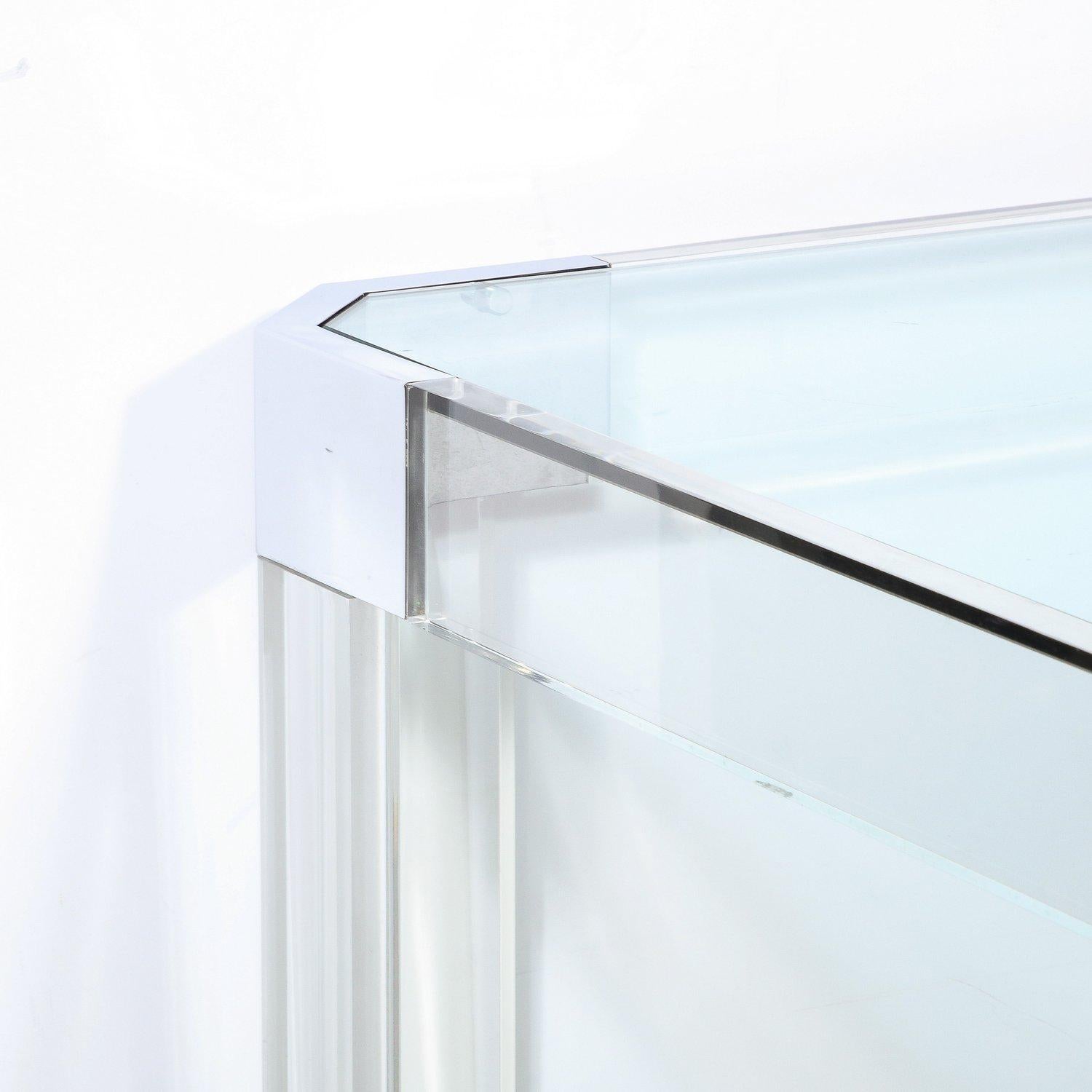 Late 20th Century Mid-Century Modernist Lucite and Chrome Dining Table by Charles Hollis Jones For Sale
