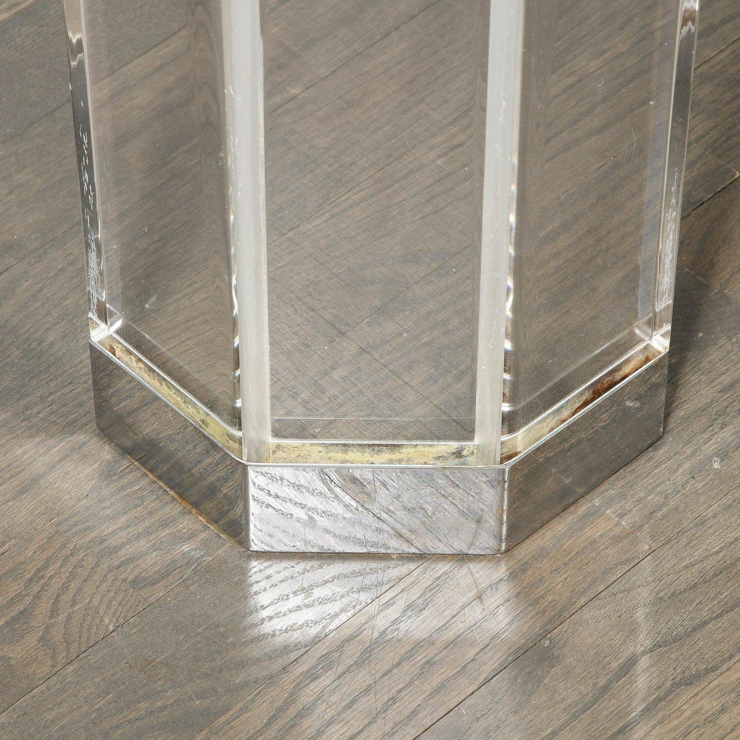 Mid-Century Modernist Lucite and Chrome Dining Table by Charles Hollis Jones For Sale 3