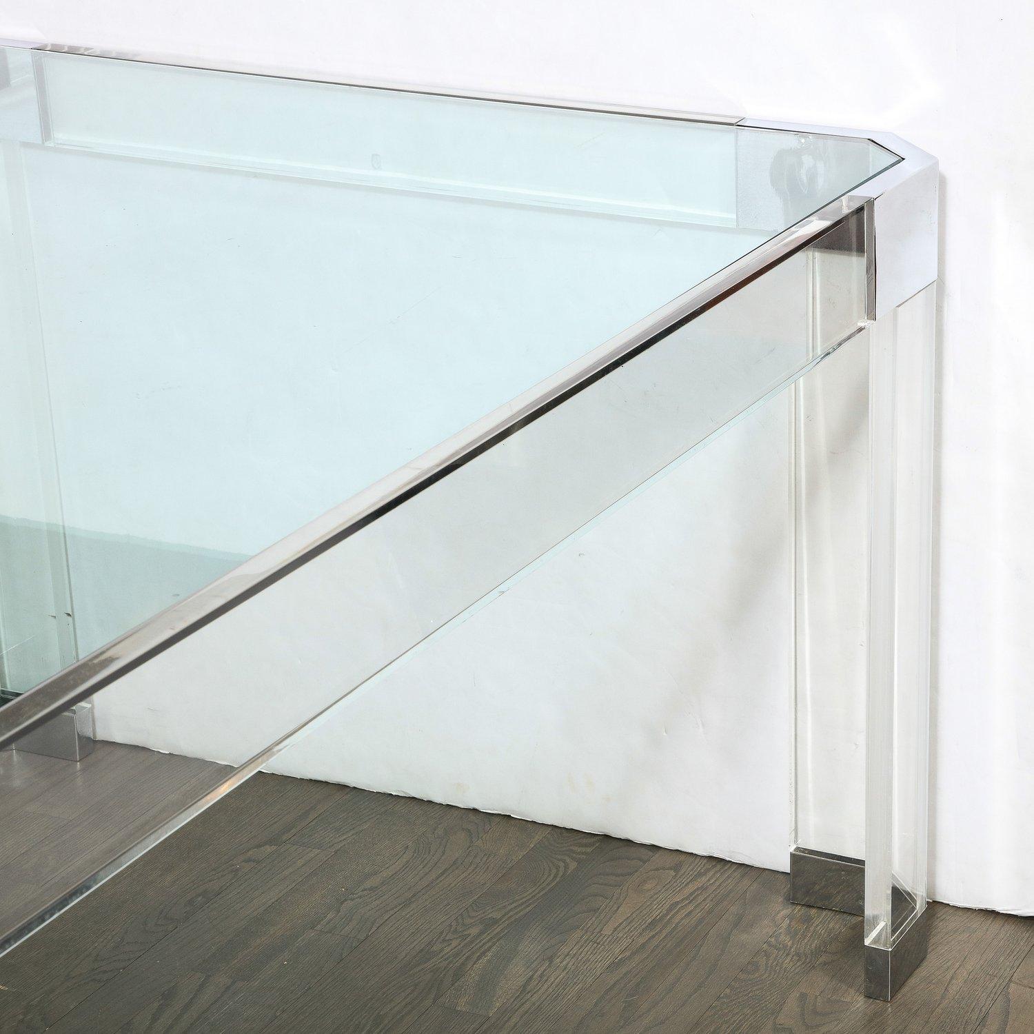 Mid-Century Modernist Lucite and Chrome Dining Table by Charles Hollis Jones For Sale 4