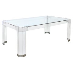 Mid-Century Modernist Lucite and Chrome Dining Table by Charles Hollis Jones 