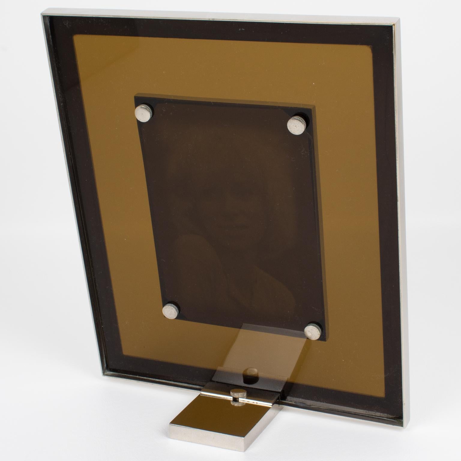 Mid-Century Modernist Lucite and Metal Picture Frame, 1970s For Sale 1