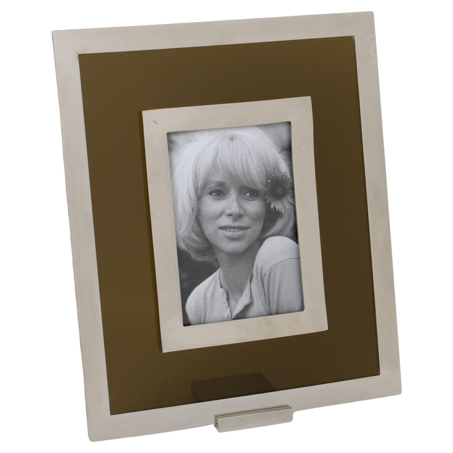 Mid-Century Modernist Lucite and Metal Picture Frame, 1970s