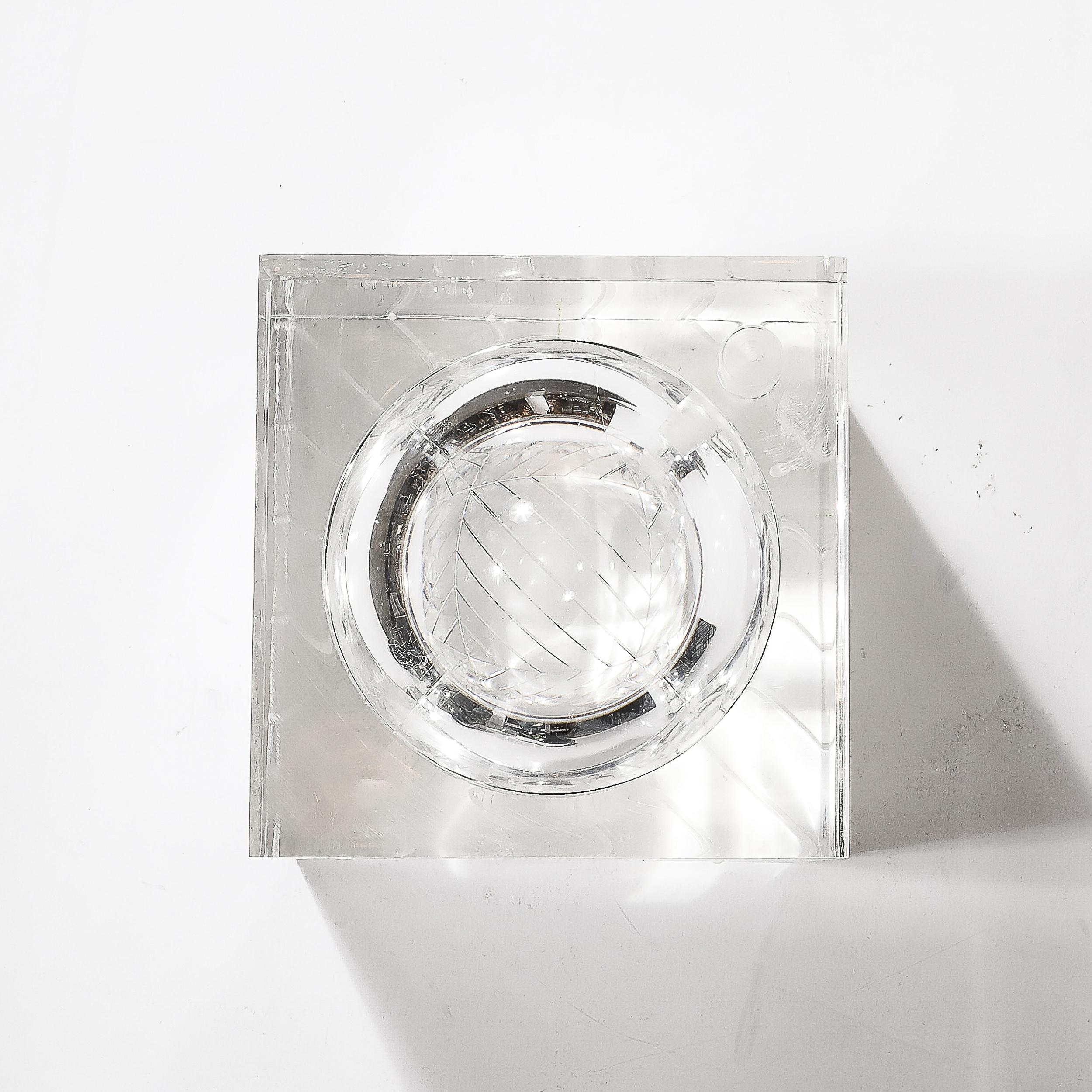 Seau à glace moderniste du milieu du siècle dernier avec détails linéaires et ouverture pivotante en vente 4