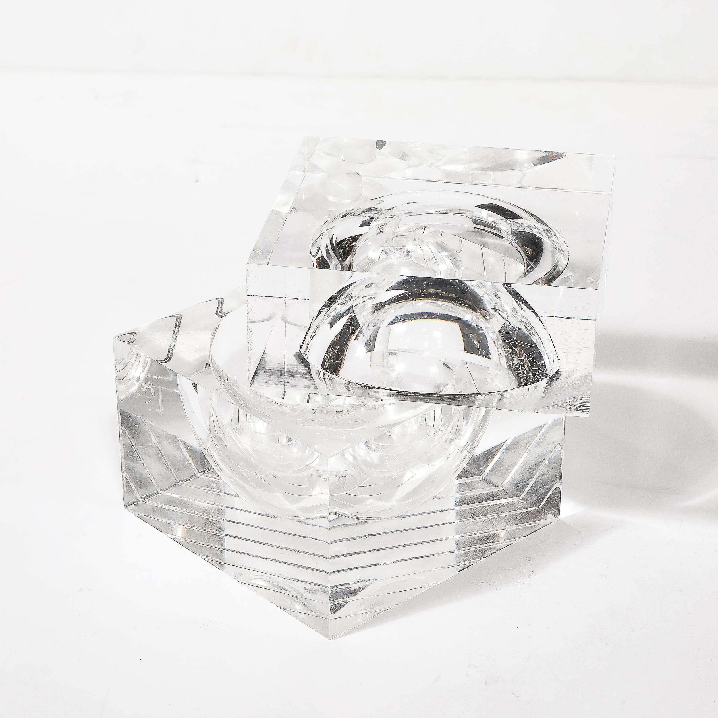 Seau à glace moderniste du milieu du siècle dernier avec détails linéaires et ouverture pivotante en vente 1