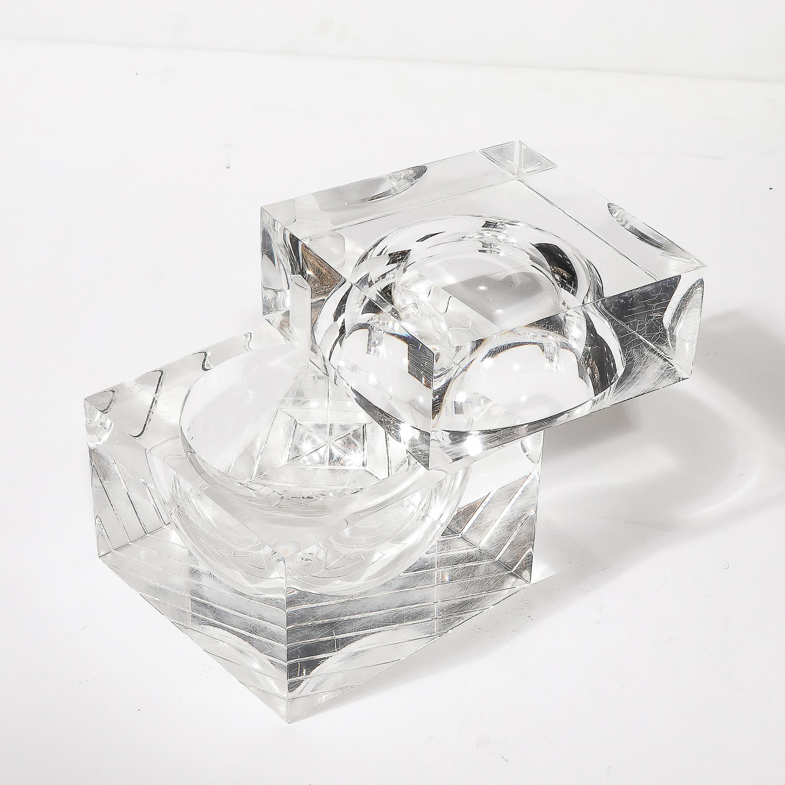 Seau à glace moderniste du milieu du siècle dernier avec détails linéaires et ouverture pivotante en vente 2