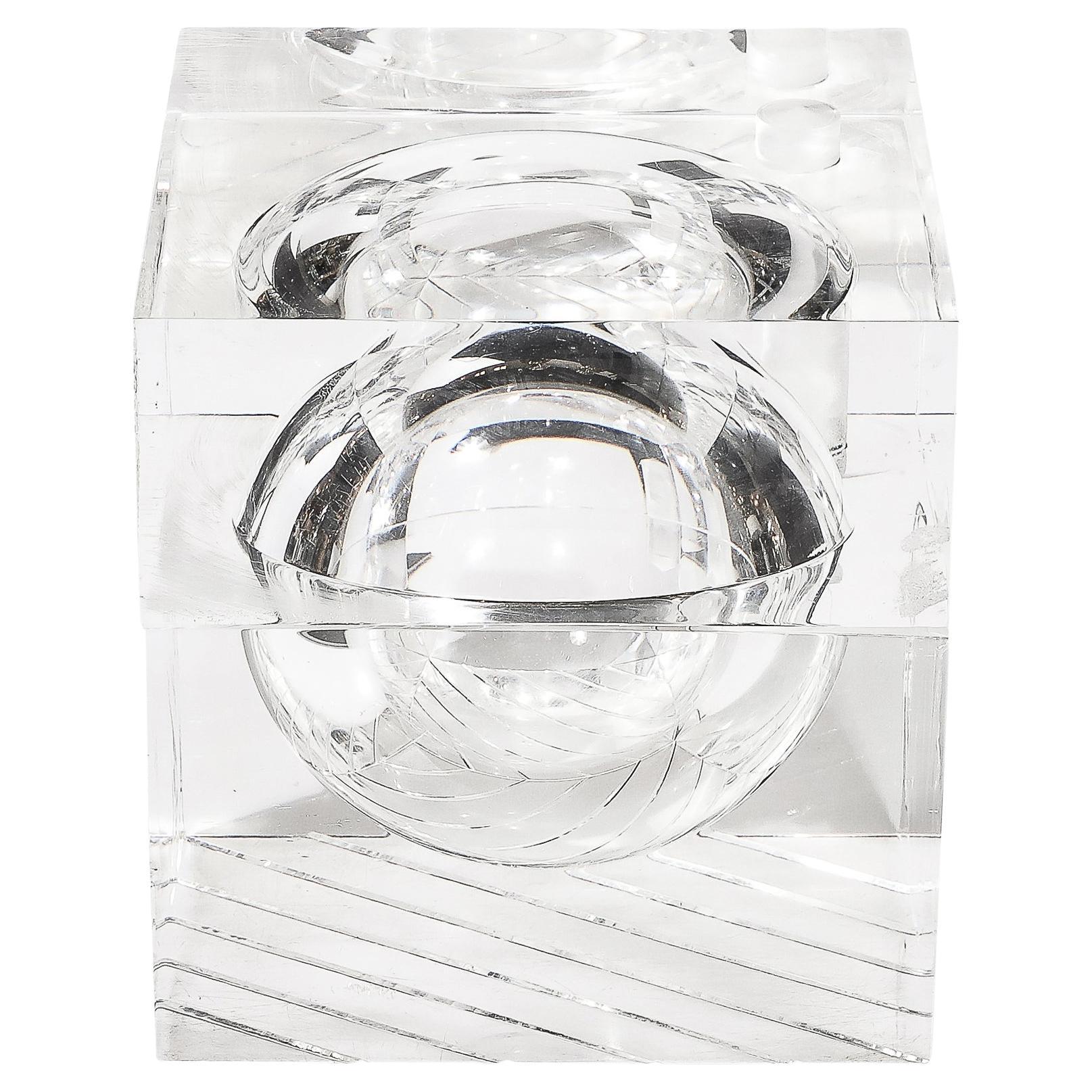 Seau à glace moderniste du milieu du siècle dernier avec détails linéaires et ouverture pivotante en vente